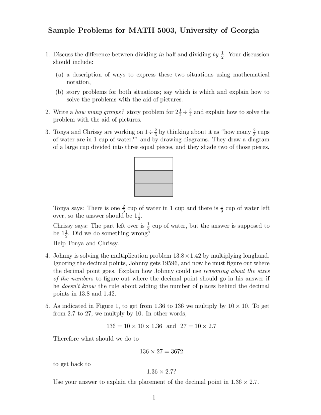 Algebra & problem solving: Sample Problems | MATH 5003 - Docsity