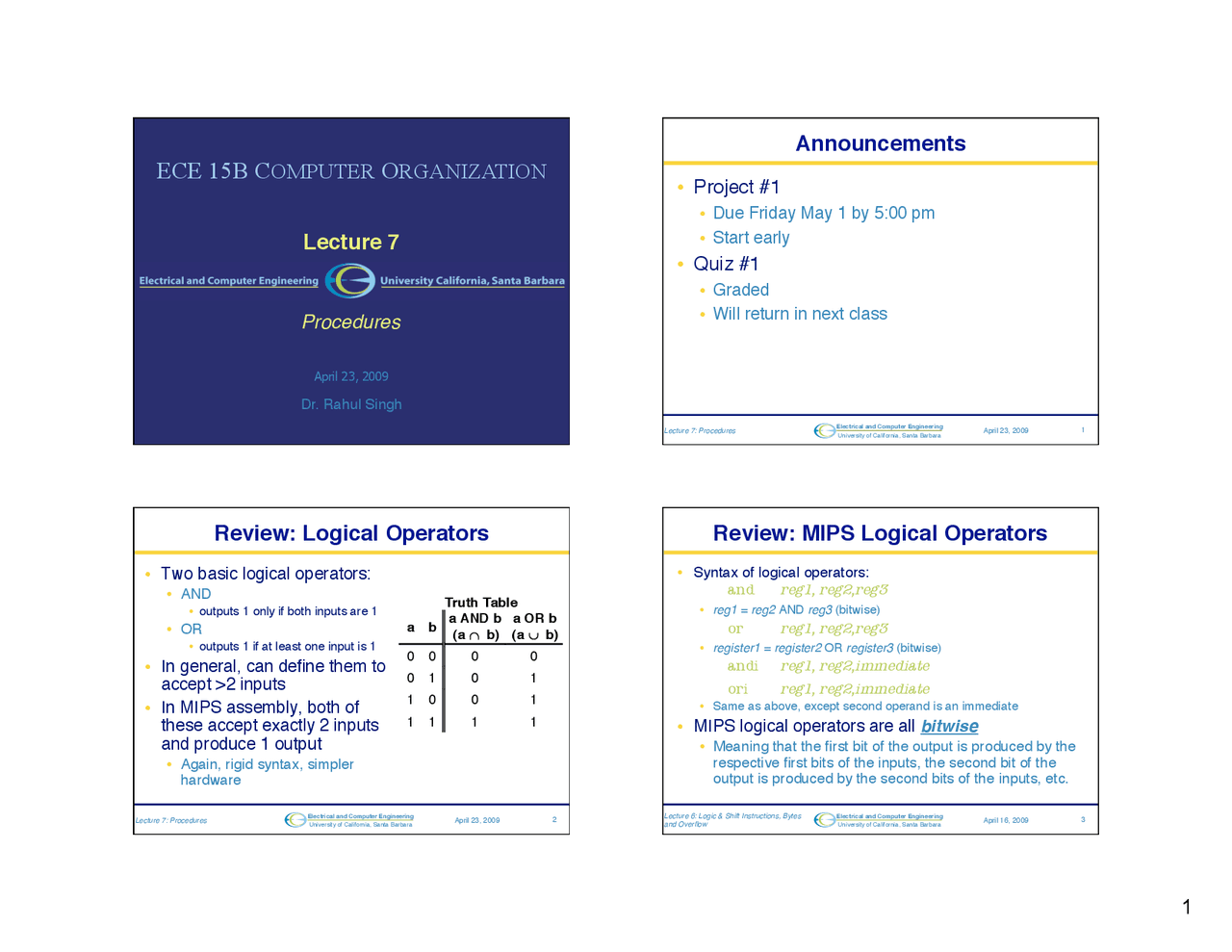 Electrical Computer Engineering: Lecture 7 (class material) | ECE 15B ...