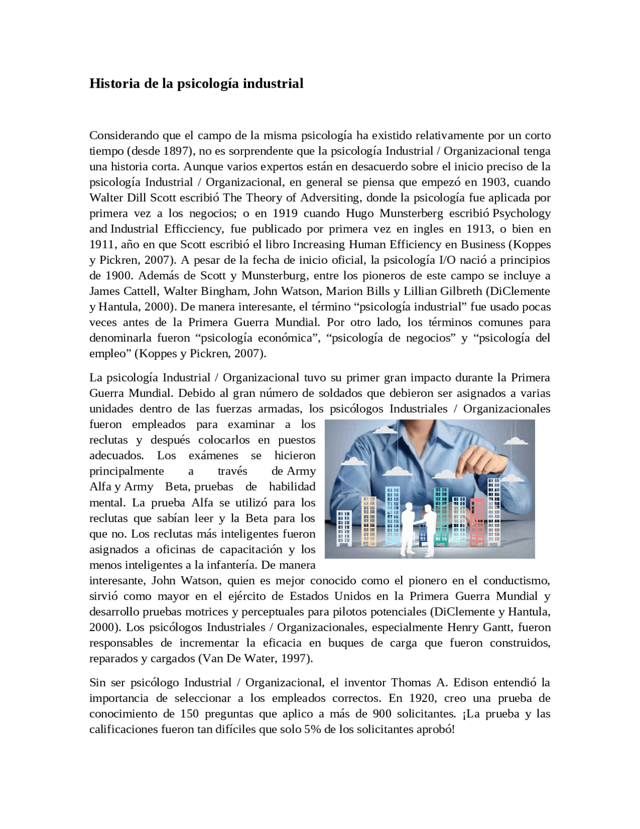 Historia de la psicología industrial Docsity Historia de la psicología industrial Docsity