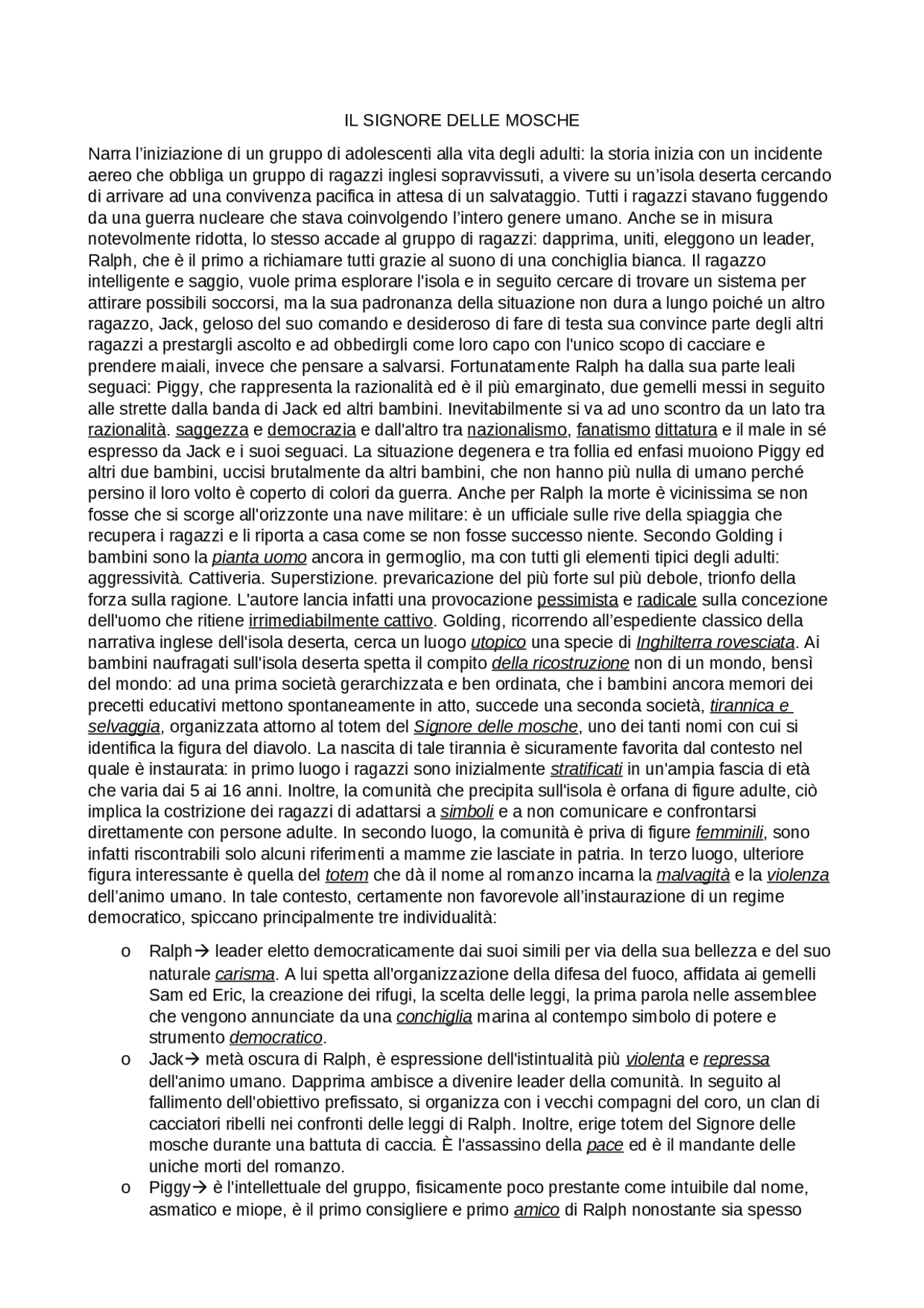 Riassunto libro signore delle mosche Docsity Riassunto libro signore delle mosche Docsity