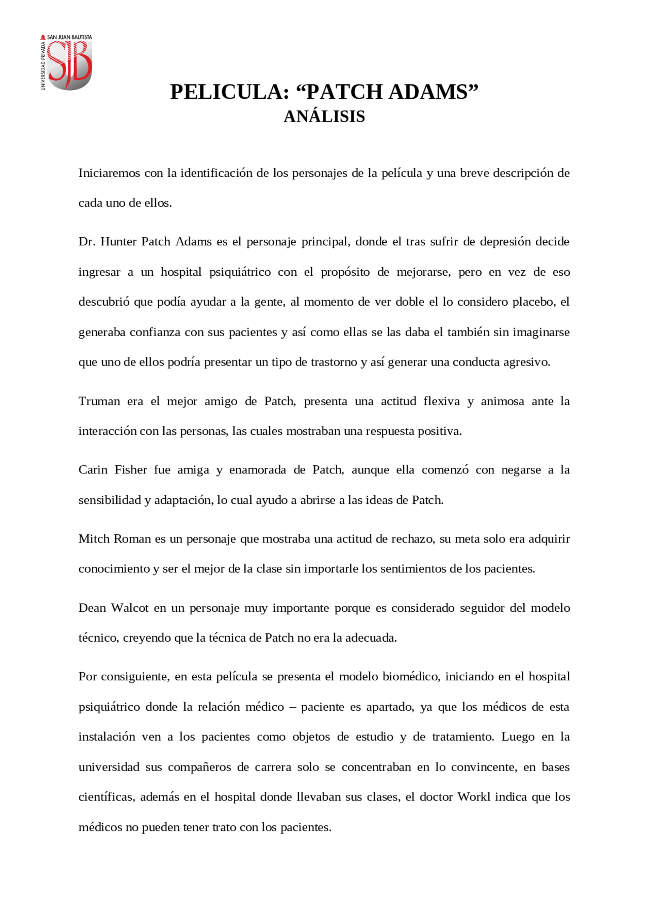 Analisis Patch Adams Docsity