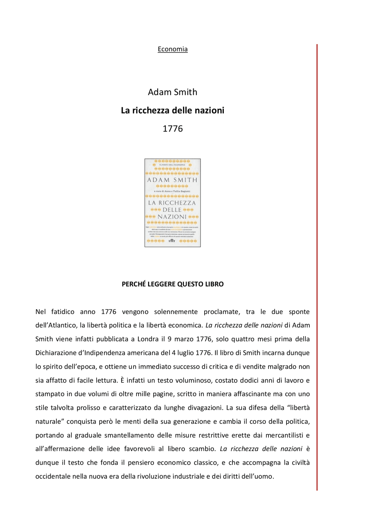 adam smith la ricchezza delle nazioni