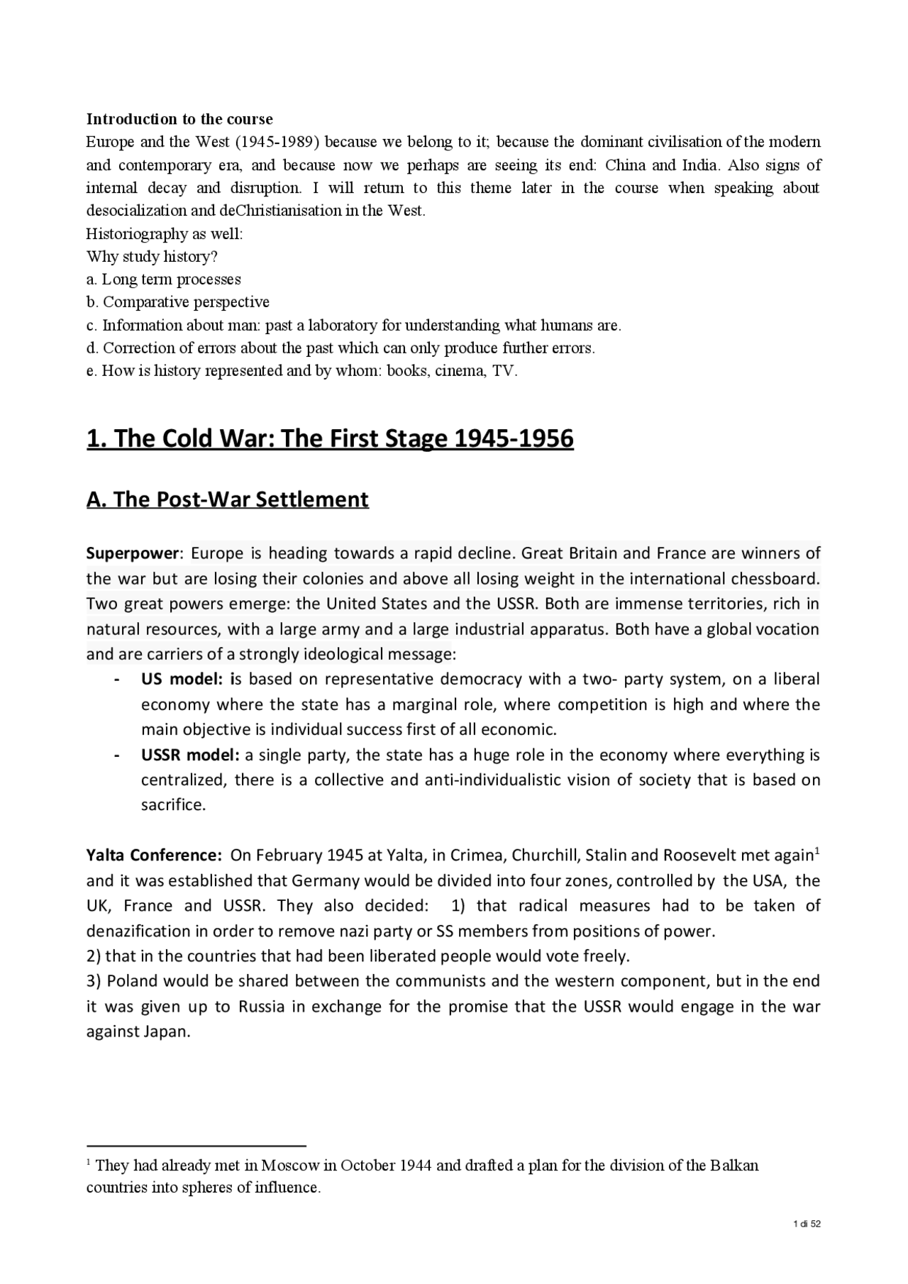 Contemporary World History - Docsity