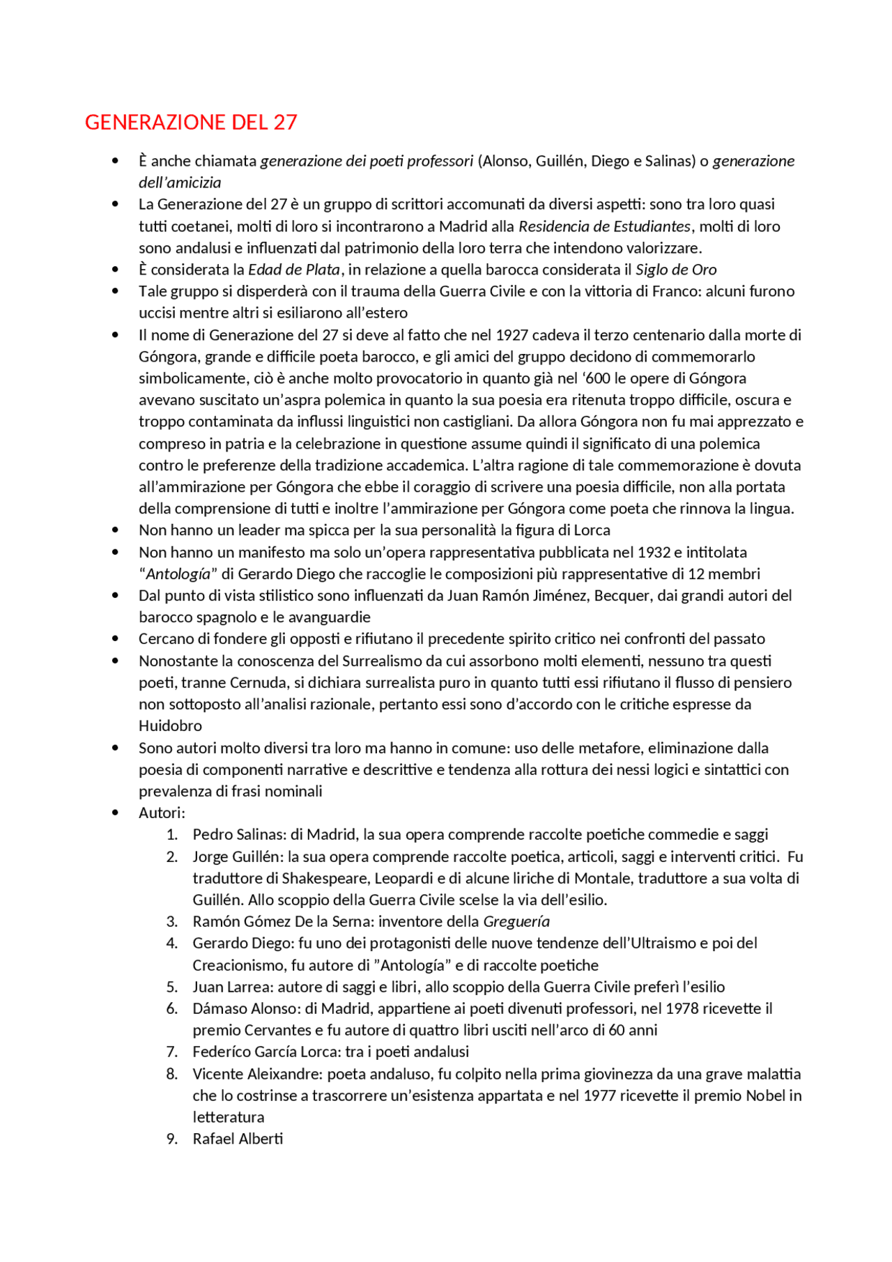 Generazione Del 27 – Génération De 27 Histoire – EOXPNU