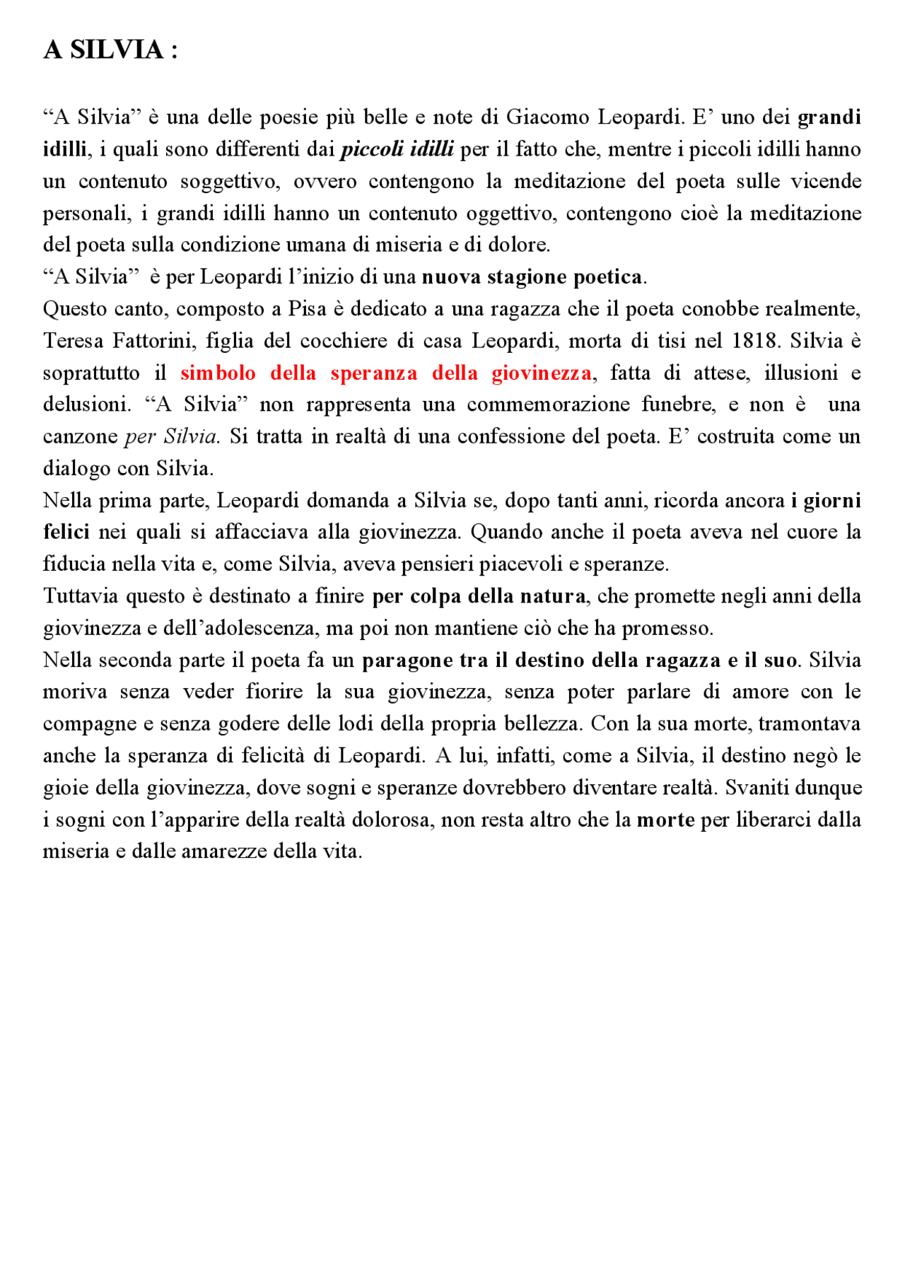 Riassunto poesia A Silvia Docsity Riassunto poesia A Silvia Docsity