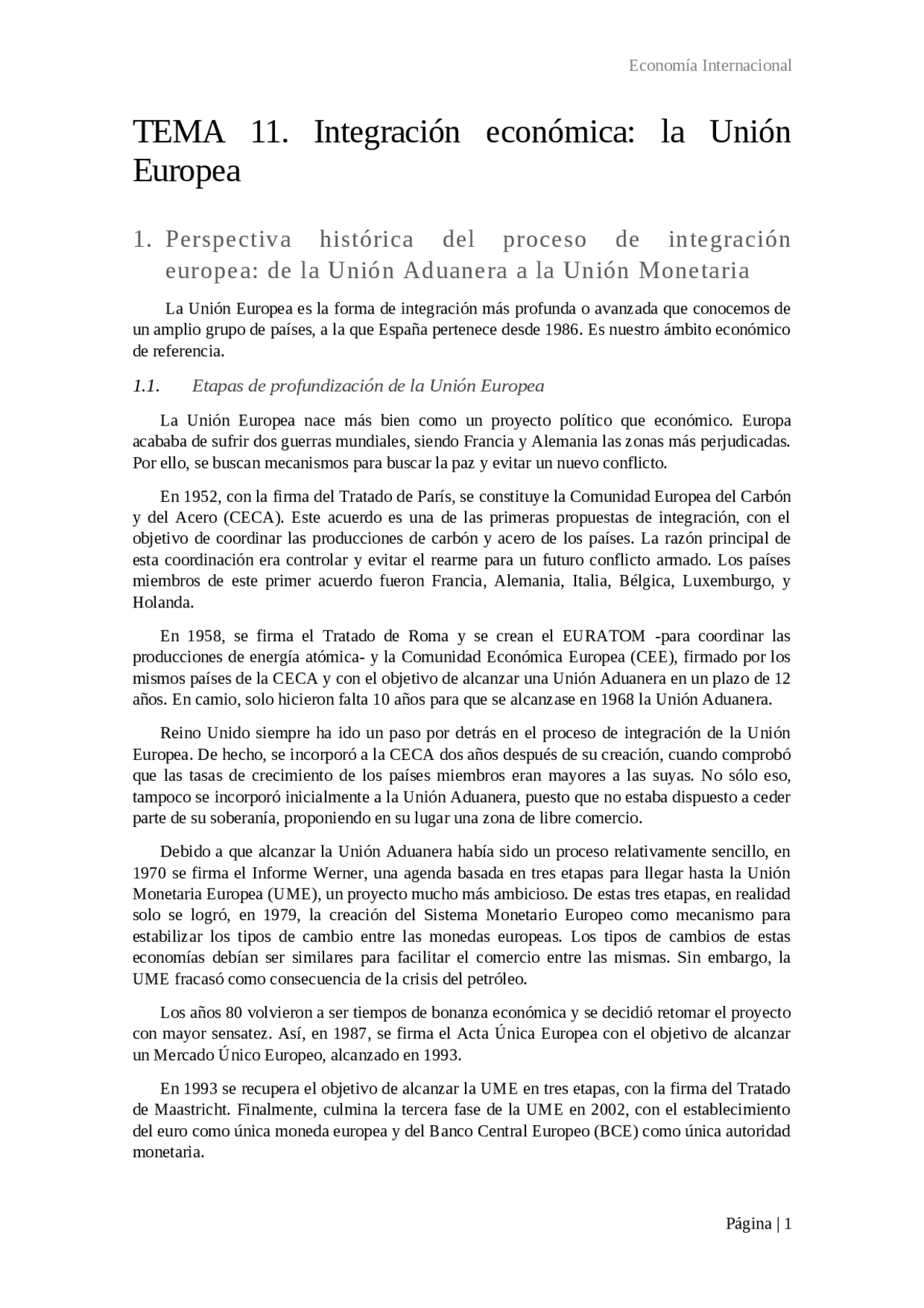 Tema 11. Integración económica, la Unión Europea | Resúmenes de ...