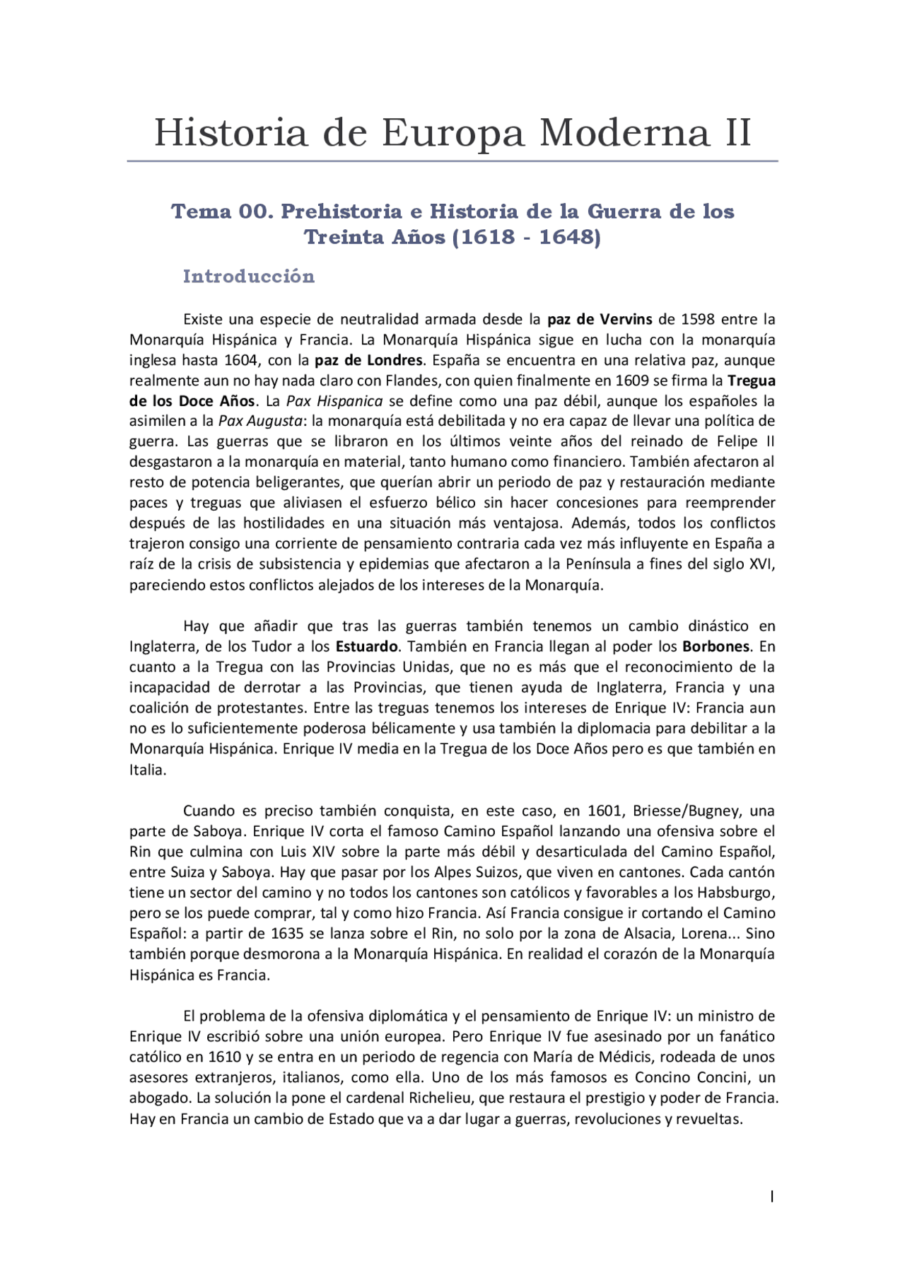 Historia de Europa Moderna II - Docsity