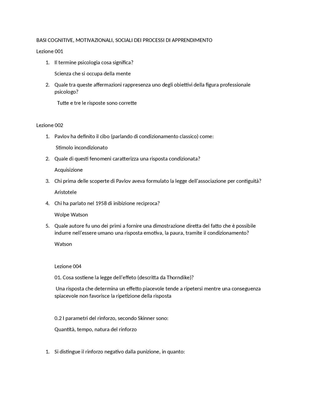 Bes Master primo livello 1a parte E Campus - Docsity