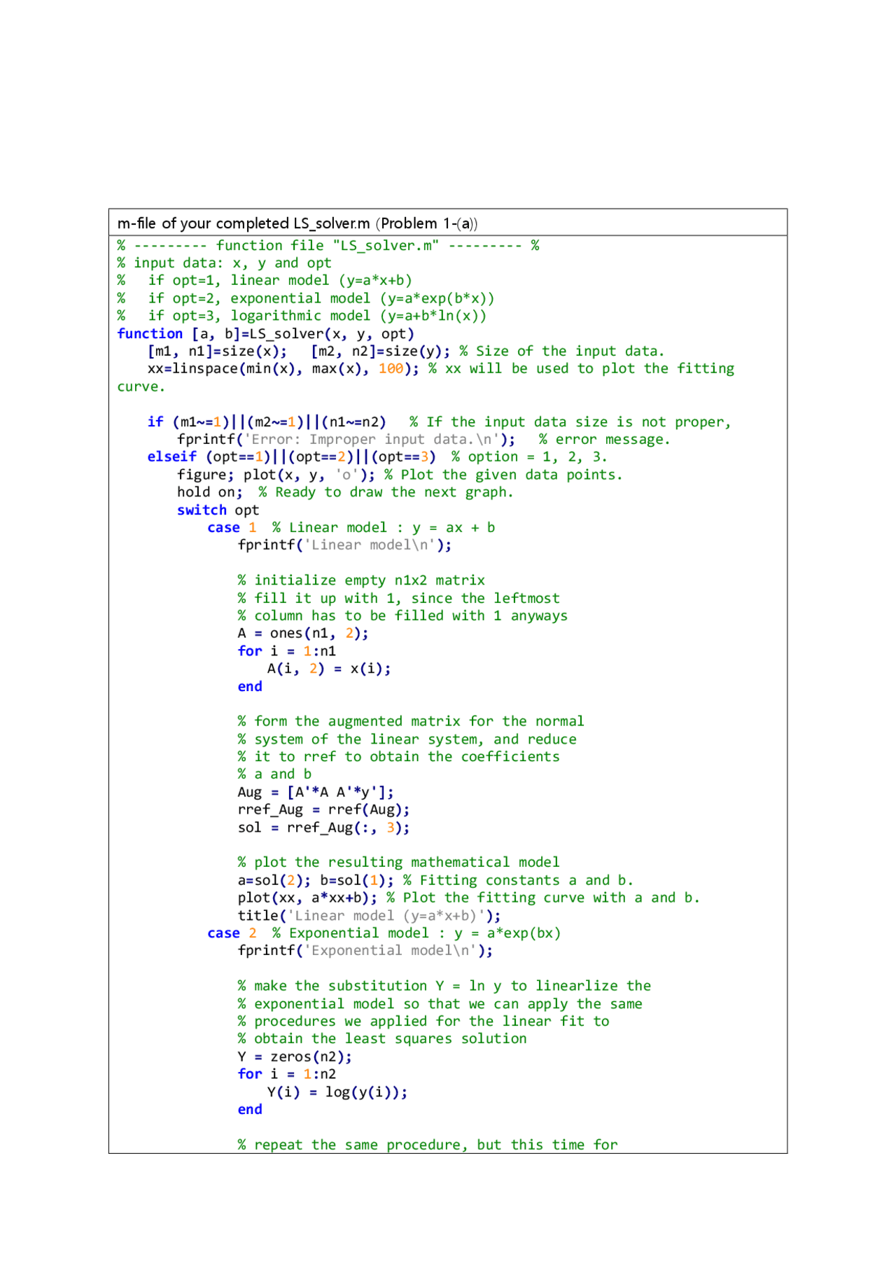 Linear Algebra Matlab Solutions | Assignments Linear Algebra | Docsity
