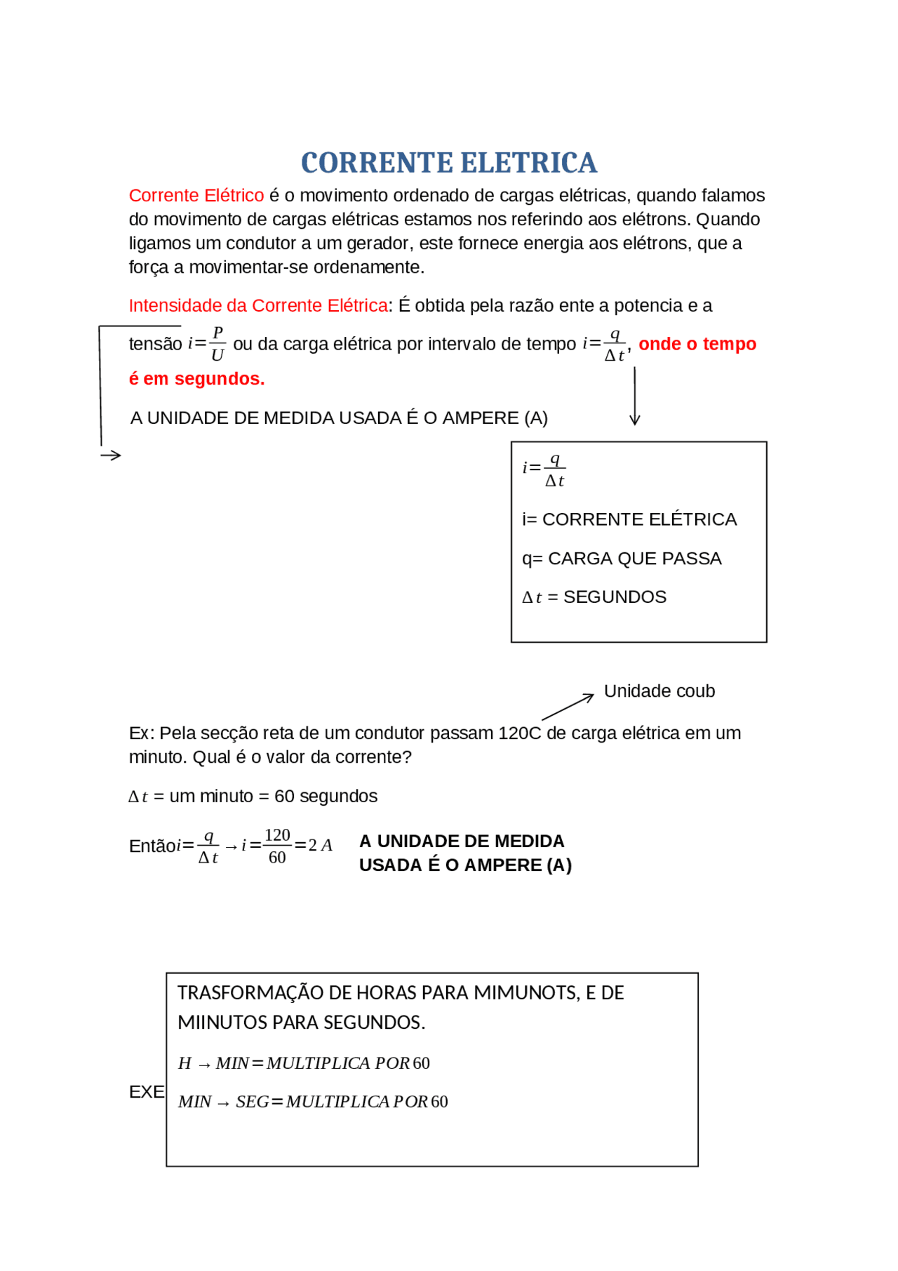 Formulas Da Corrente Eletrica - FDPLEARN