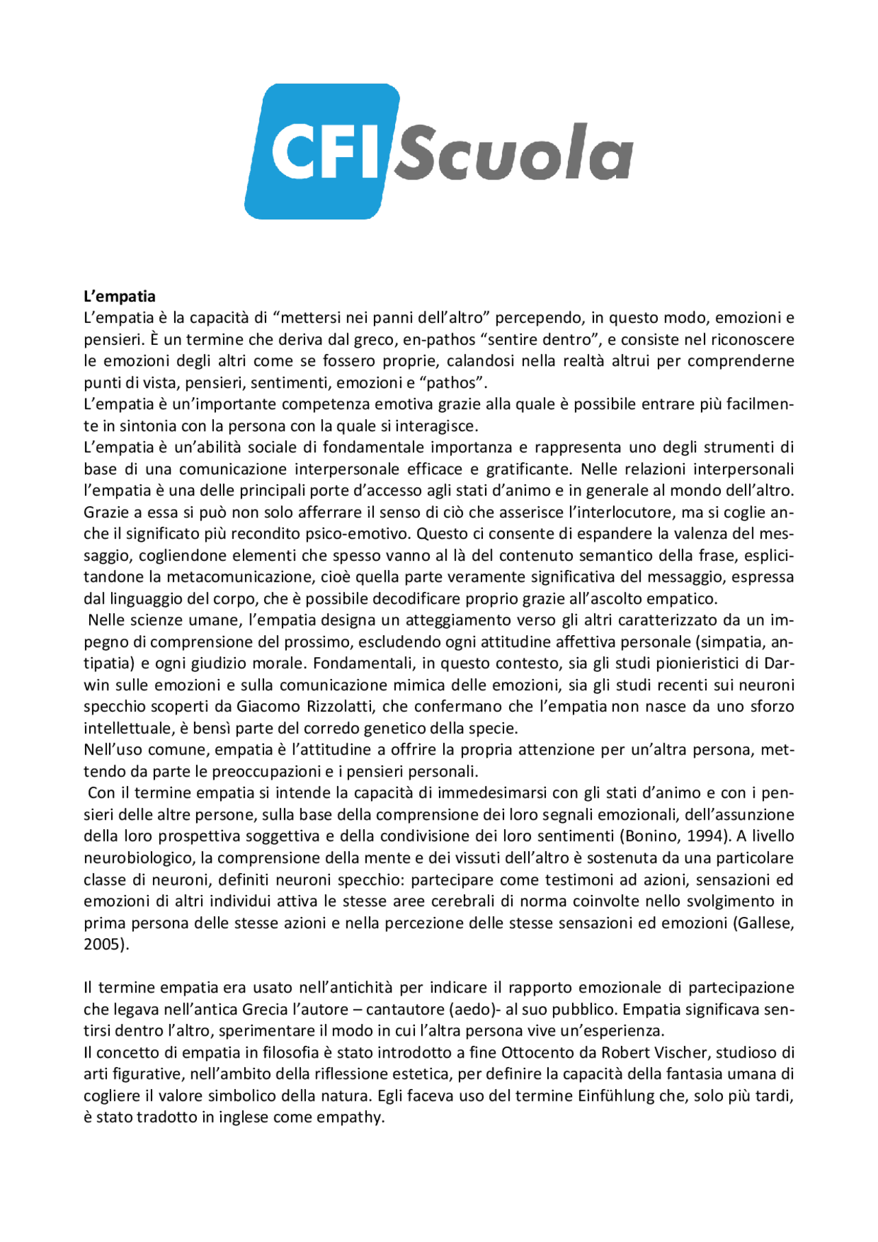 Empatia E Intelligenza Emotiva Tfa Sostegno Competenze su empatia e intelligenza emotiva - Docsity