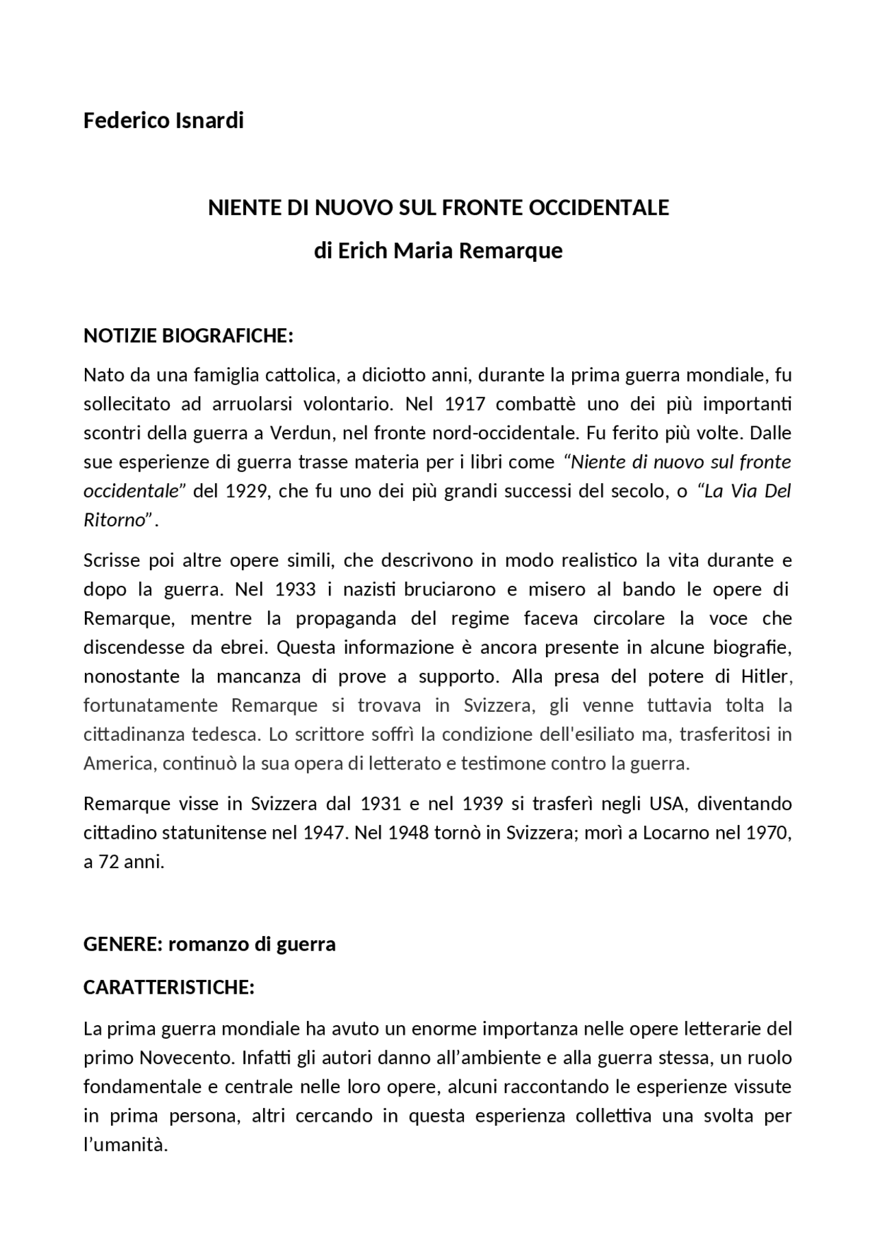 Niente Di Nuovo Sul Fronte Occidentale Scheda Libro