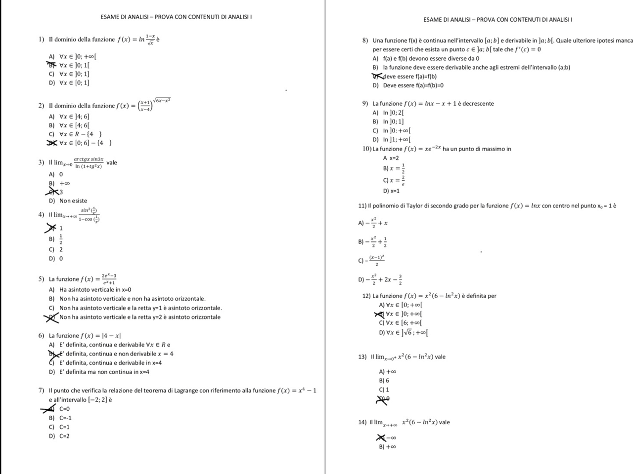 Elaborato 1 analisi matematica ingegneria civile pegaso - Docsity