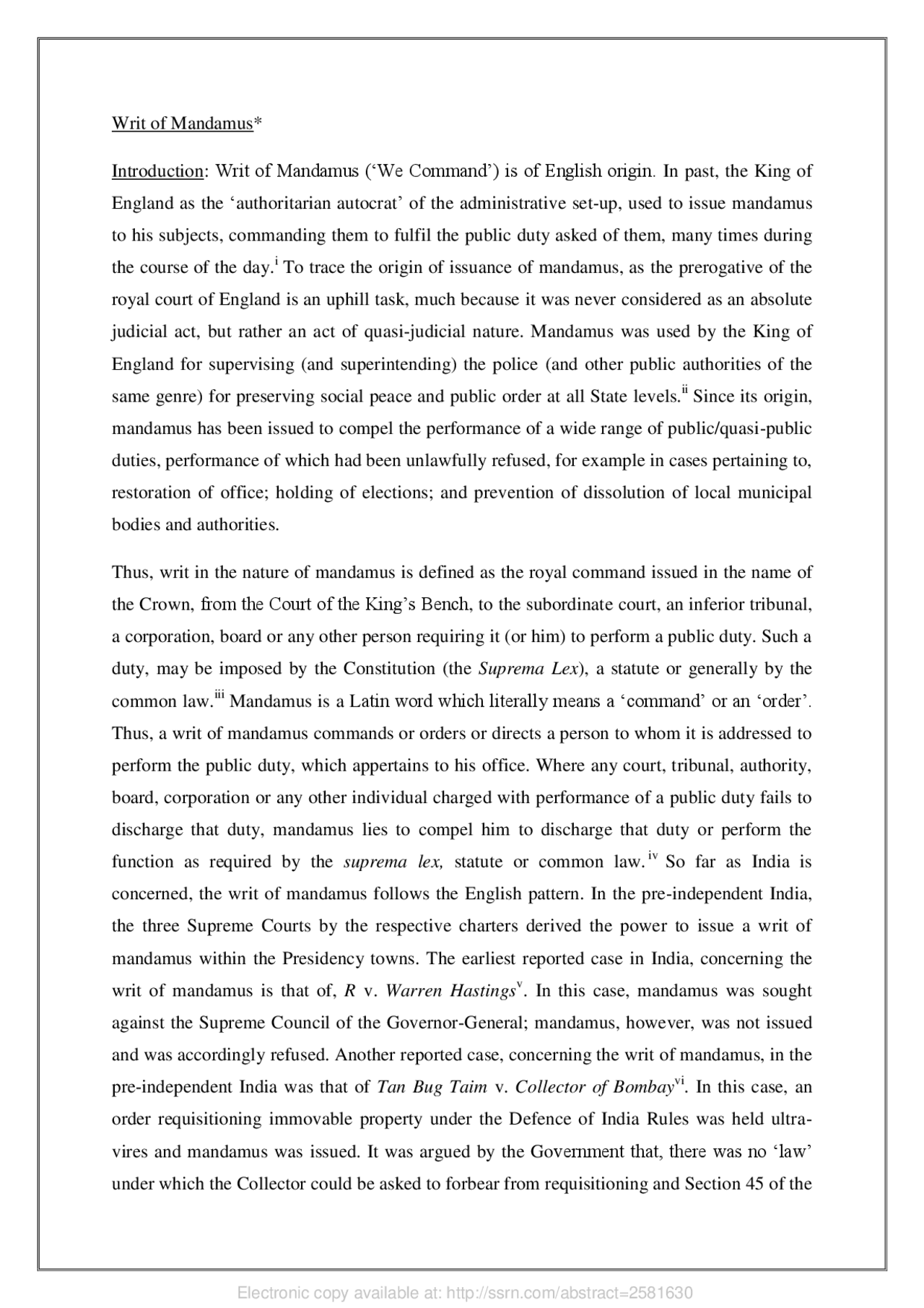 prerogative writs in india