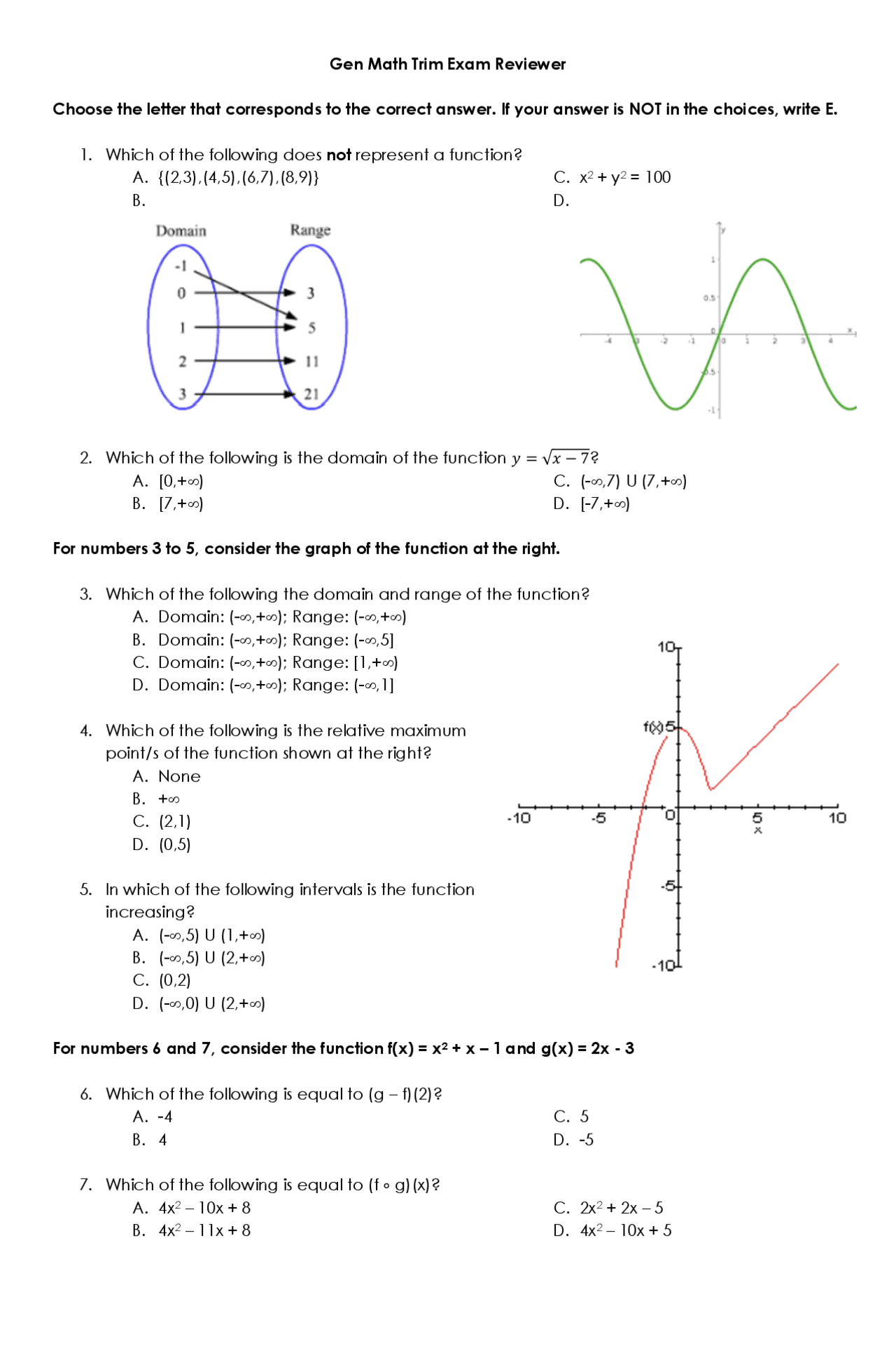 General Mathematics Reviewer | Study notes Mathematics | Docsity