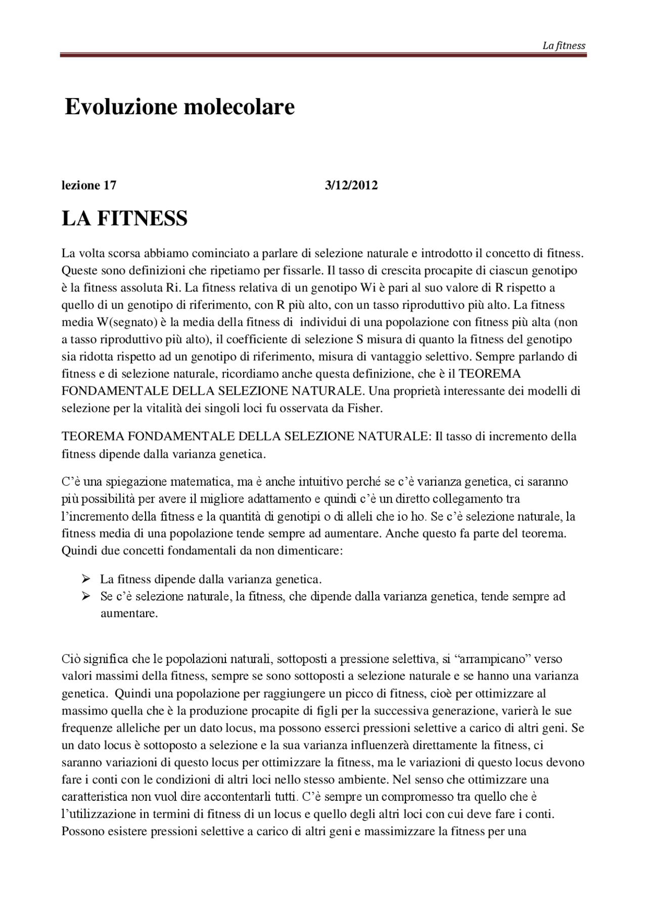 LA FITNESS E LA SELEZIONE NATURALE_EVOLUZIONE MOLECOLARE Docsity LA FITNESS E LA SELEZIONE NATURALE_EVOLUZIONE MOLECOLARE Docsity