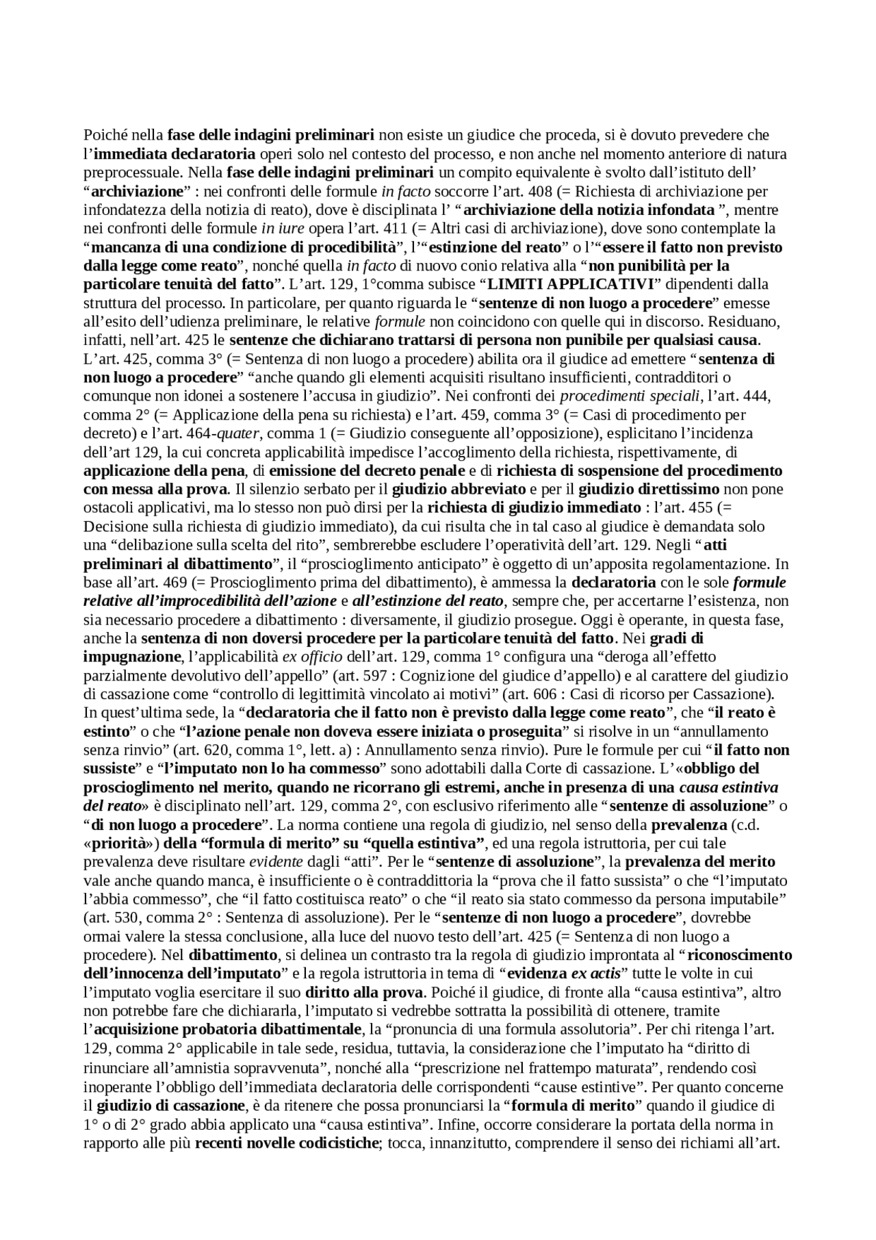 Art 129 c.p.p. spiegazione Docsity