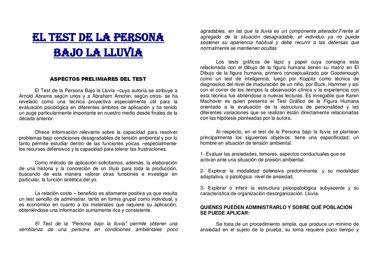 MANUAL DEL TEST HOMBRE BAJO LA LLUVIA.pdf | Apuntes de Psicología | Docsity