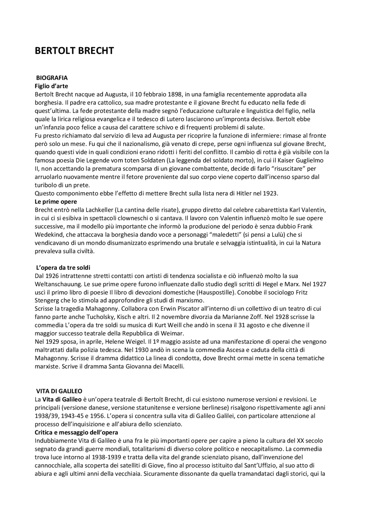 Biografia Bertolt Brecht e pensiero | Appunti di Storia del Teatro e ...