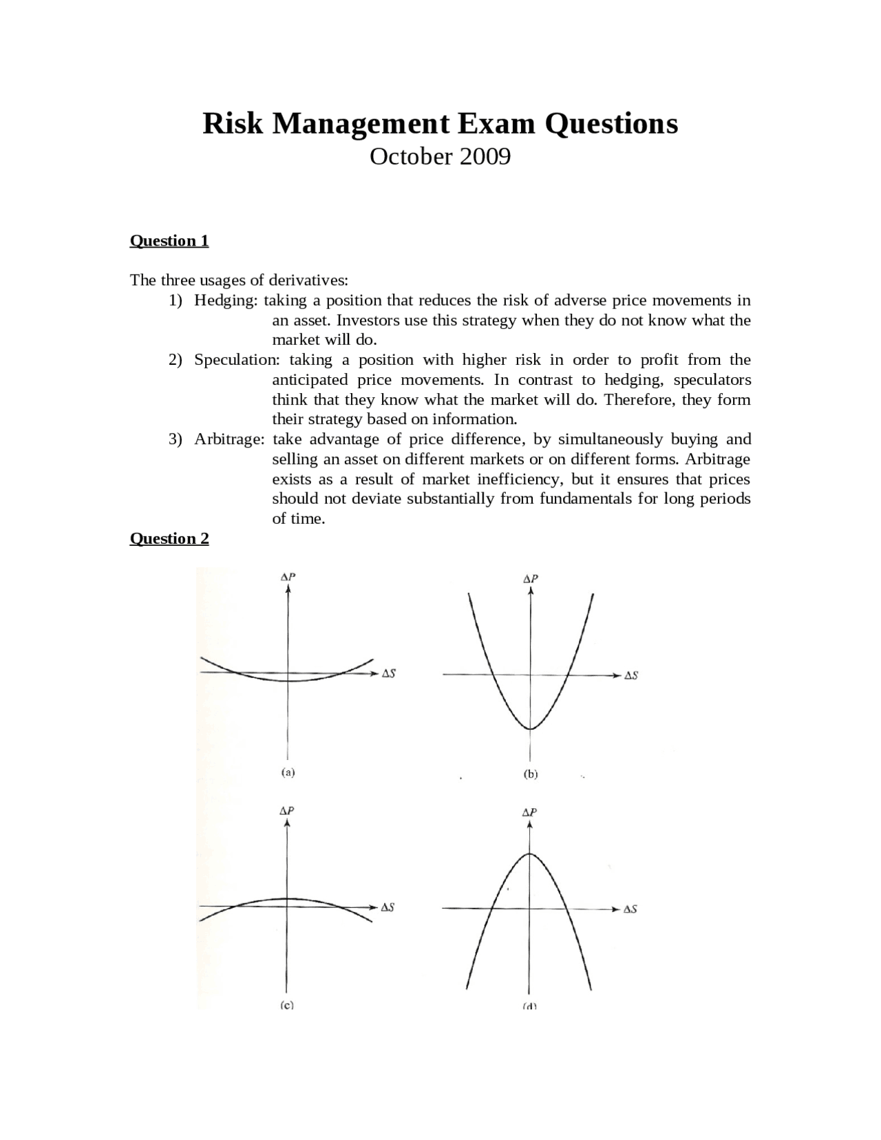 RM Exam Questions Solution October 2009.docx - Docsity