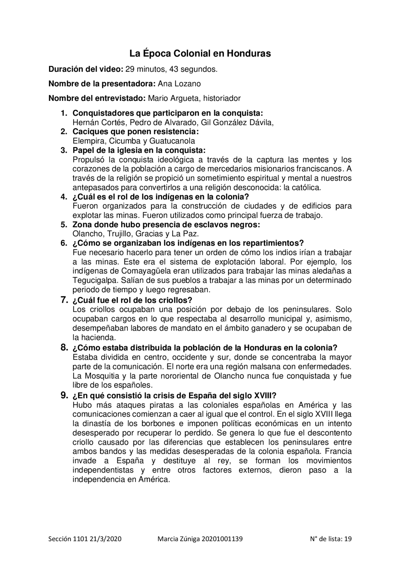 Epoca Colonial En Honduras Docsity