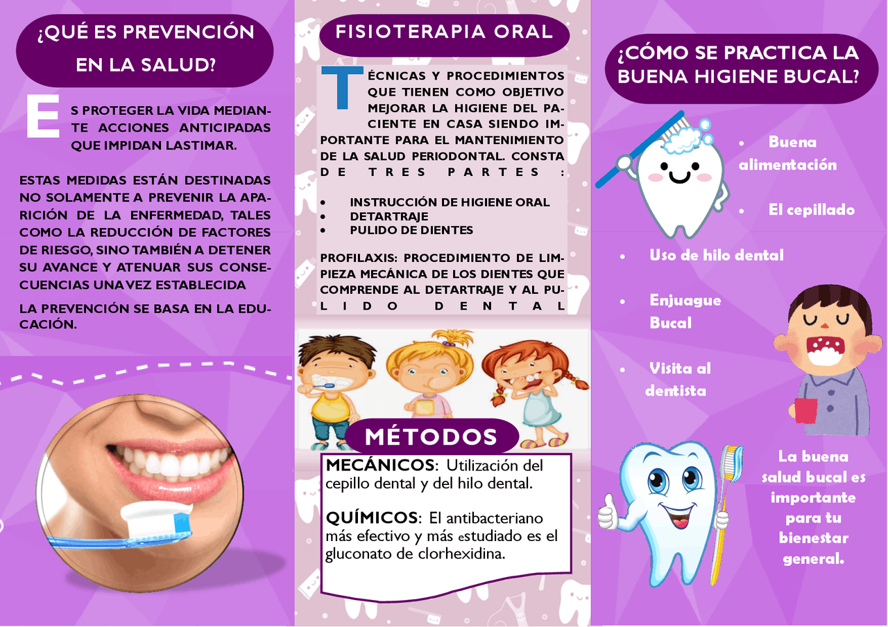 Tríptico resumen de preventiva. "PREVENCIÓN EN LA SALUD Y FISIOTERAPIA