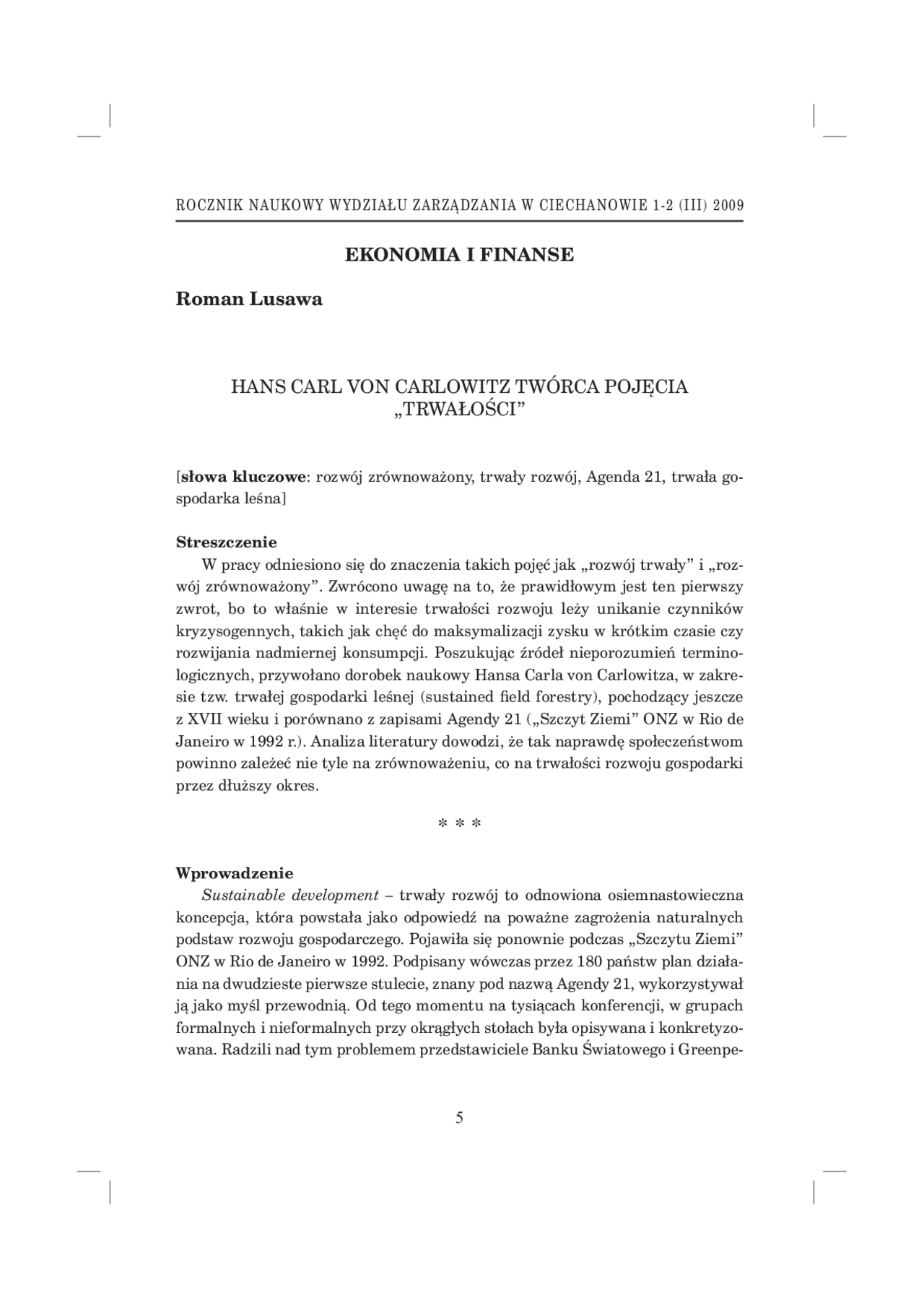 Hans Carl von Carlowitz twórca pojęcia ''trwałości'' Docsity