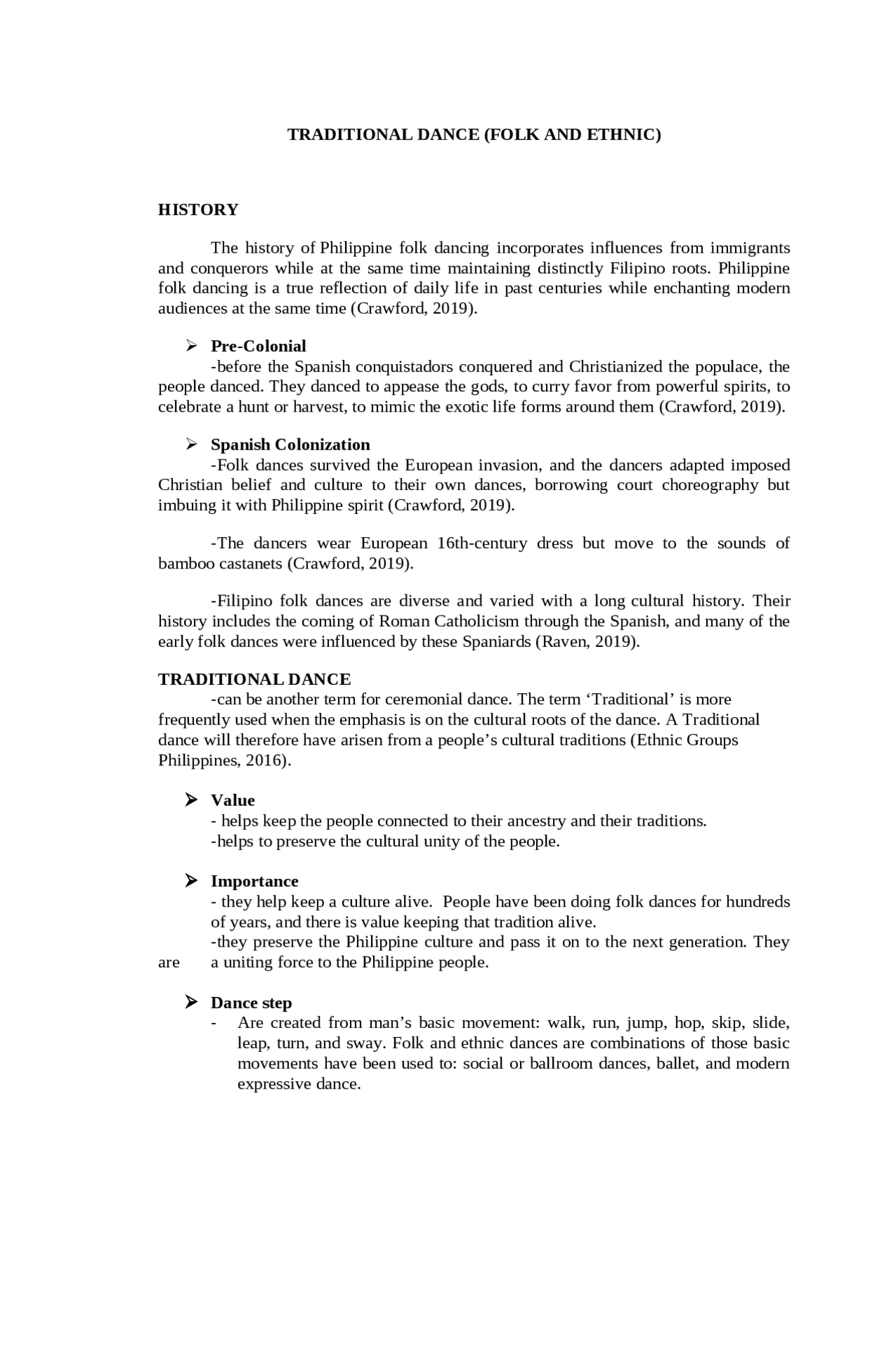 Physical Education:Traditional Dance | Assignments Physical education |  Docsity