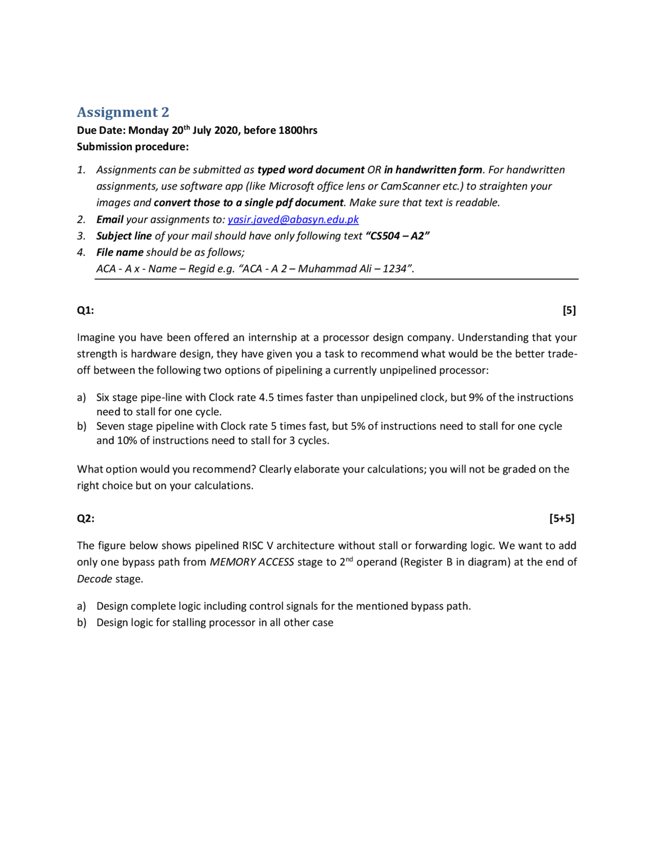 Assignment 1 for computer architecture | Assignments Computer Science ...