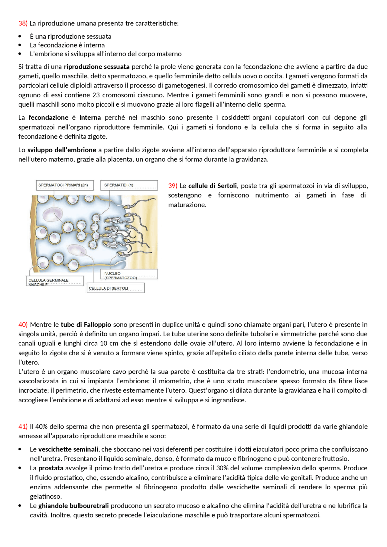 Riproduzione Umana: Fecondazione, Sviluppo Embrionale | Esercizi di  Biologia | Docsity