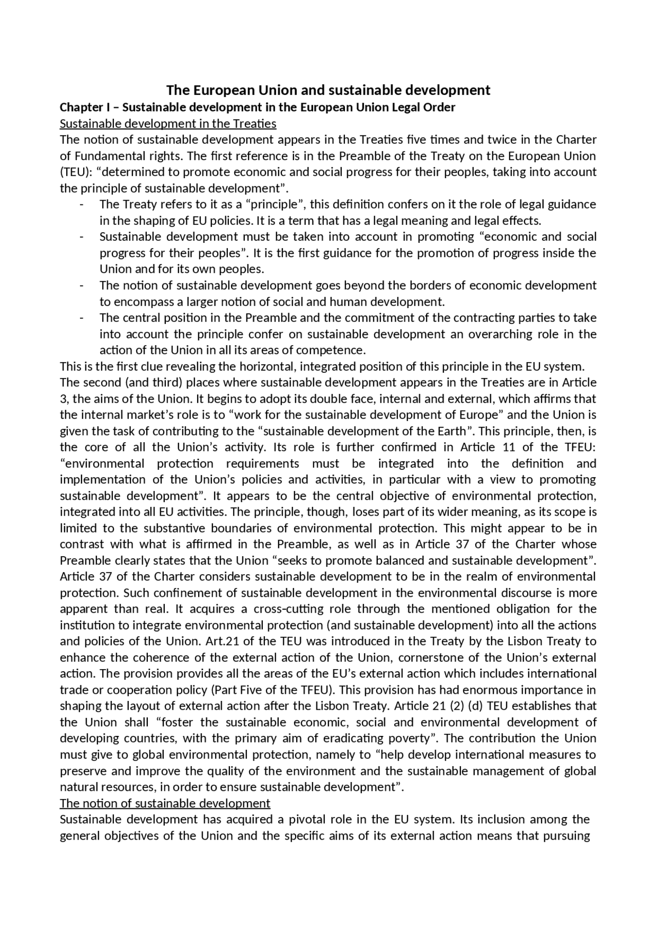 The European Union and sustainable development FULL BOOK SUMMARY ...