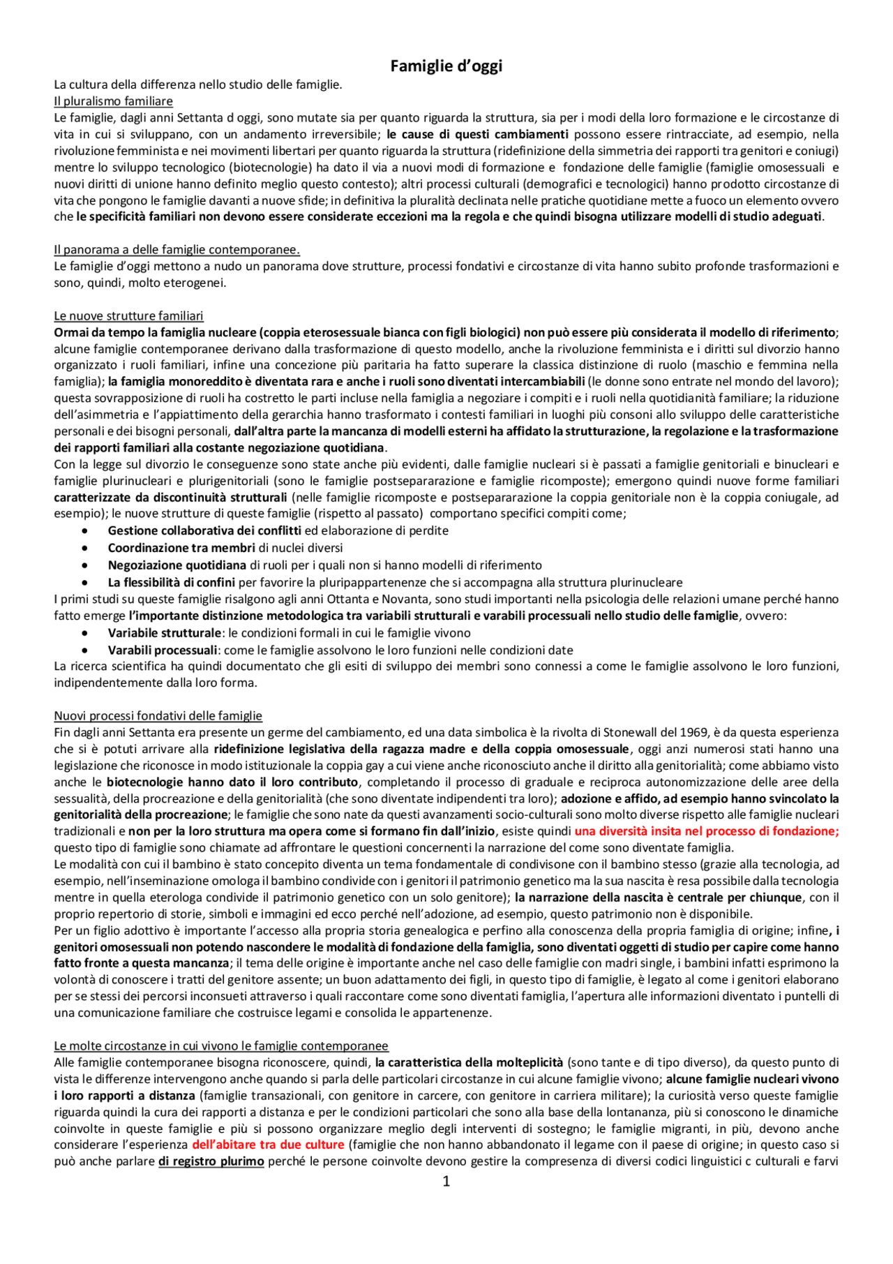 Famiglie D oggi Fruggeri Docsity