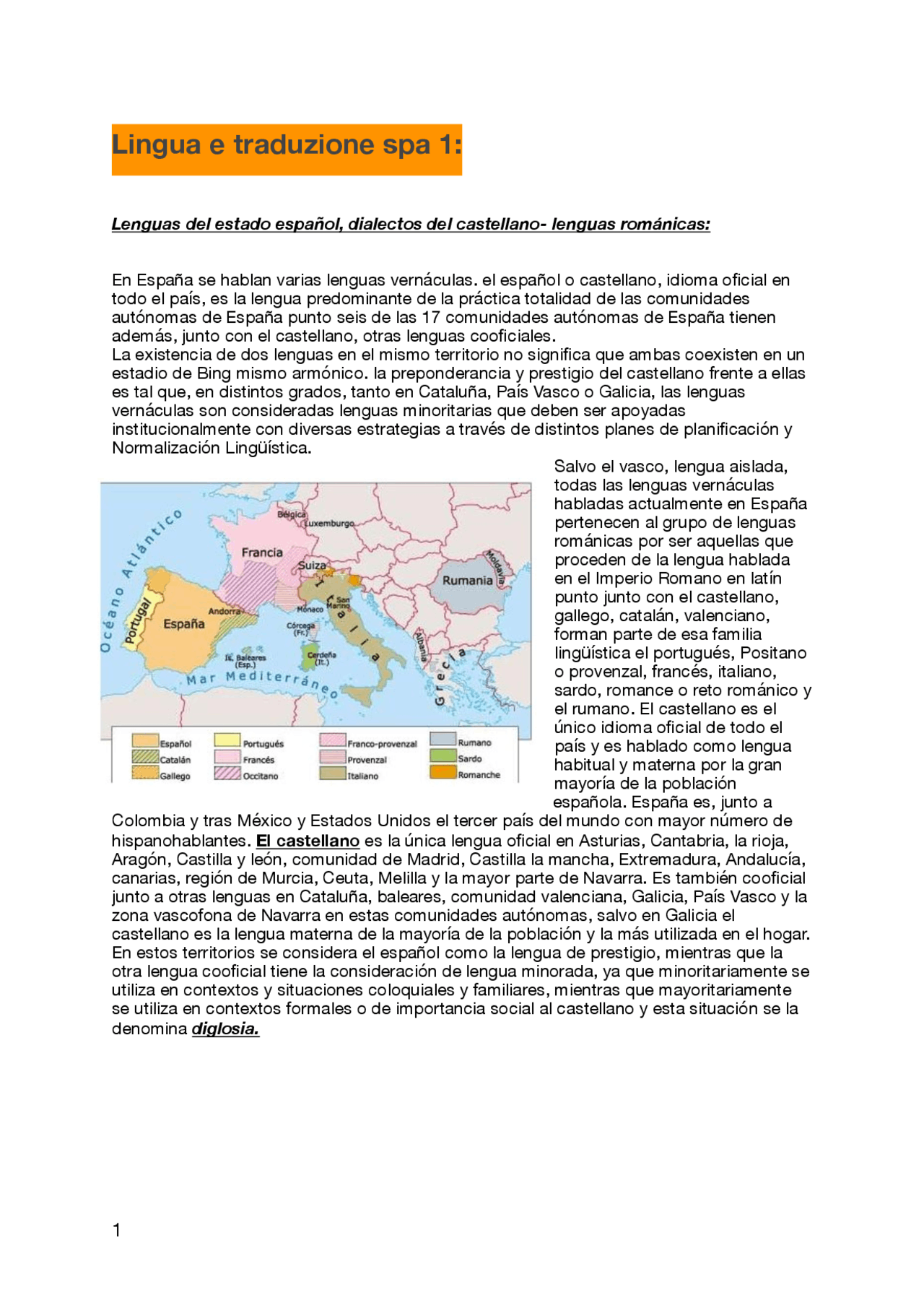 Lingua e traduzione spagnola Apuntes de