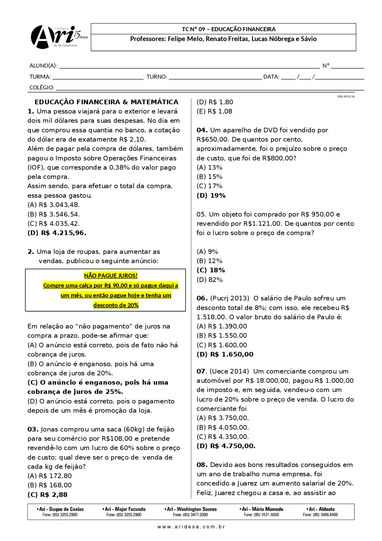 Educação Financeira- Prof Nobrega - Docsity