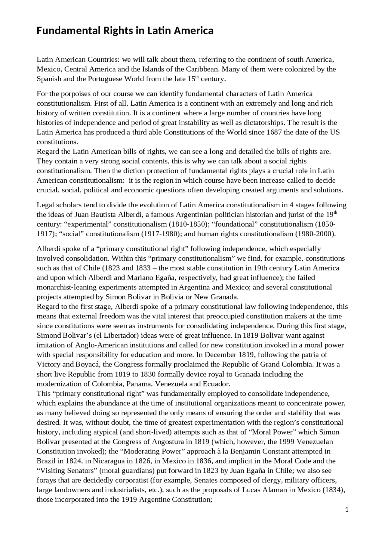 Fundamental Rights in Latin America - Docsity
