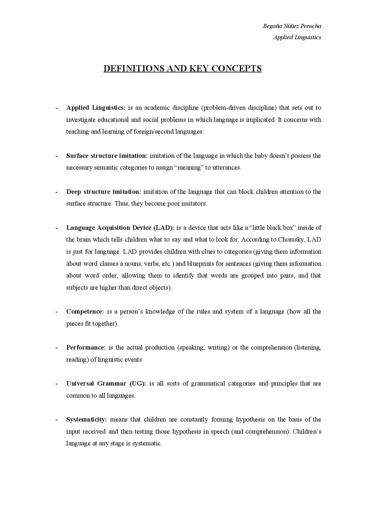 Definitions & Key concepts Lingüística Aplicada a la Lengua Inglesa ...