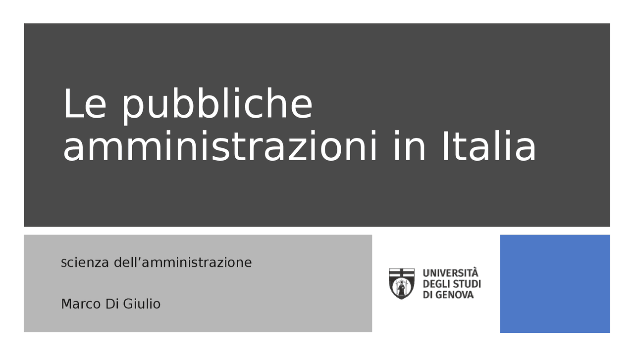 Le pubbliche amministrazioni in italia - Docsity