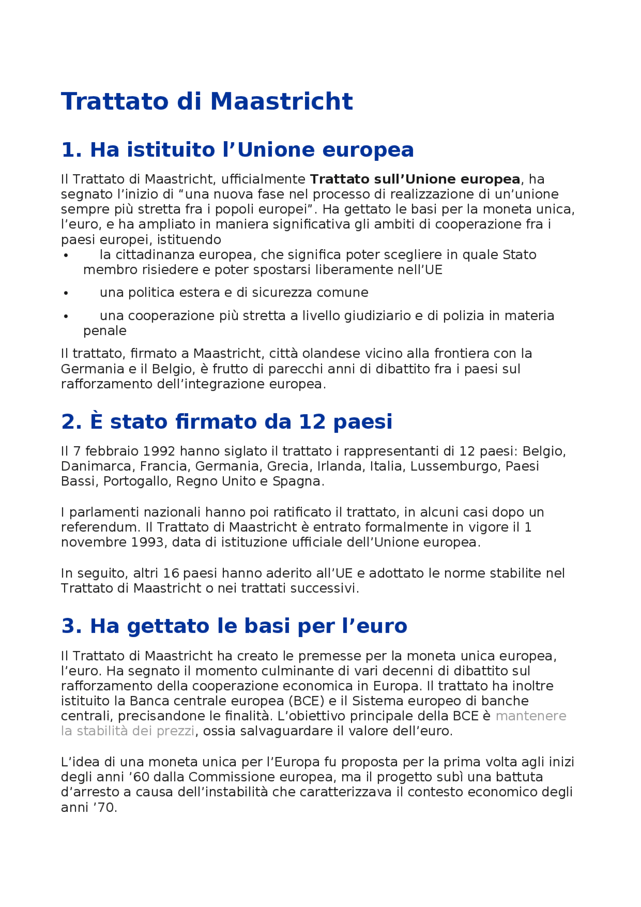 Trattato di Maastricht 2a parte Docsity