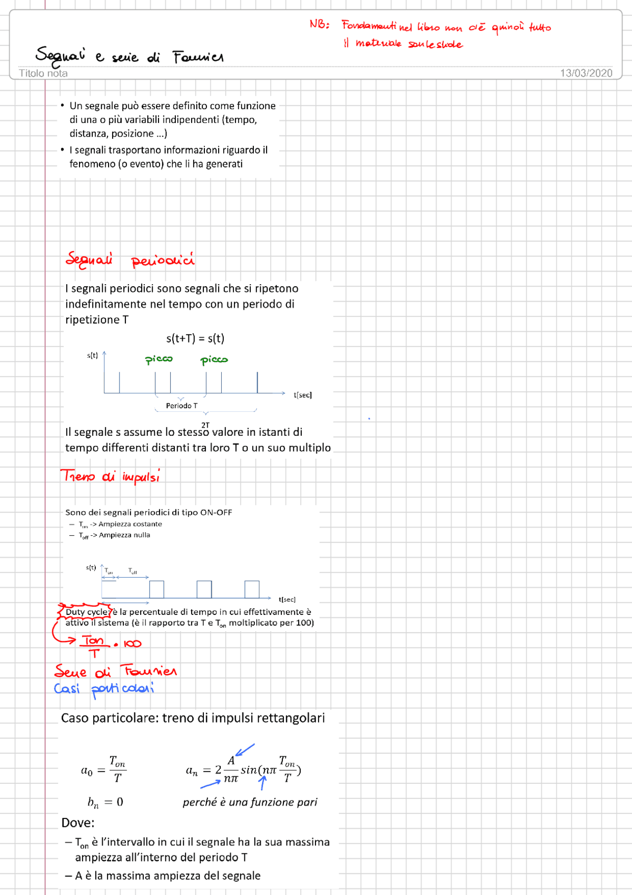 FONDAMENTI TEORIA DEI SEGNALI Docsity