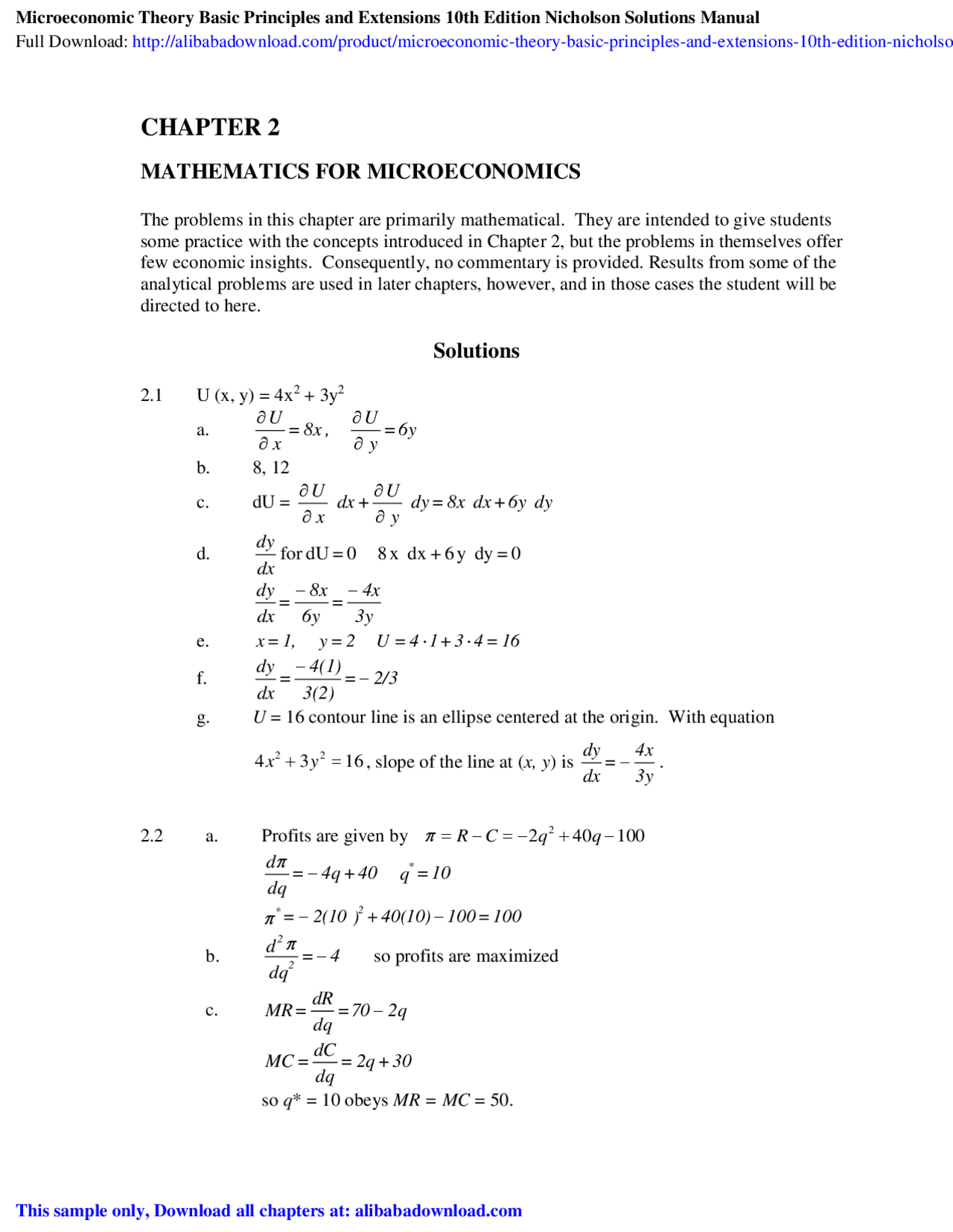 Microeconomics Theory - Docsity