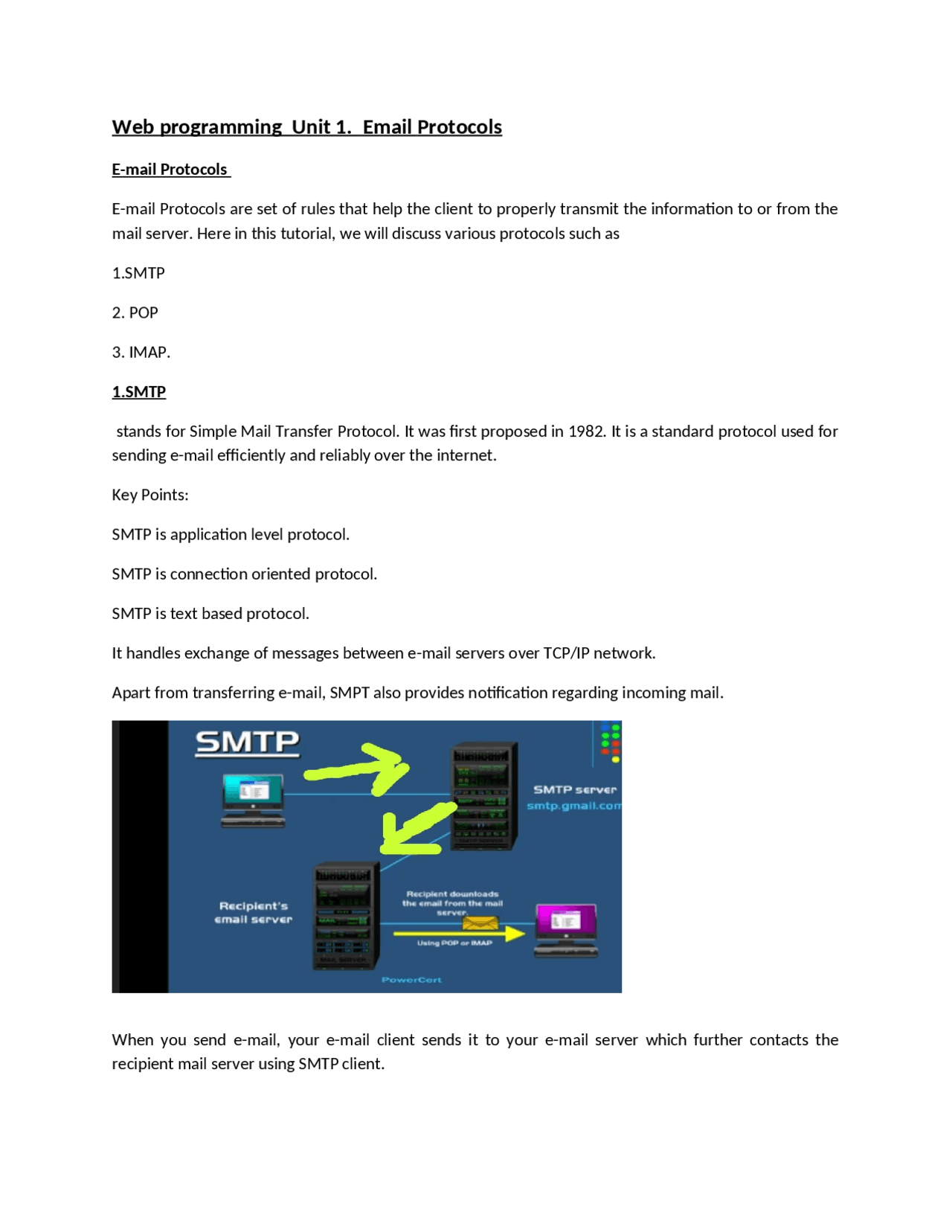 Email Protocol Email Protocols SMTP POP IMAP - Docsity