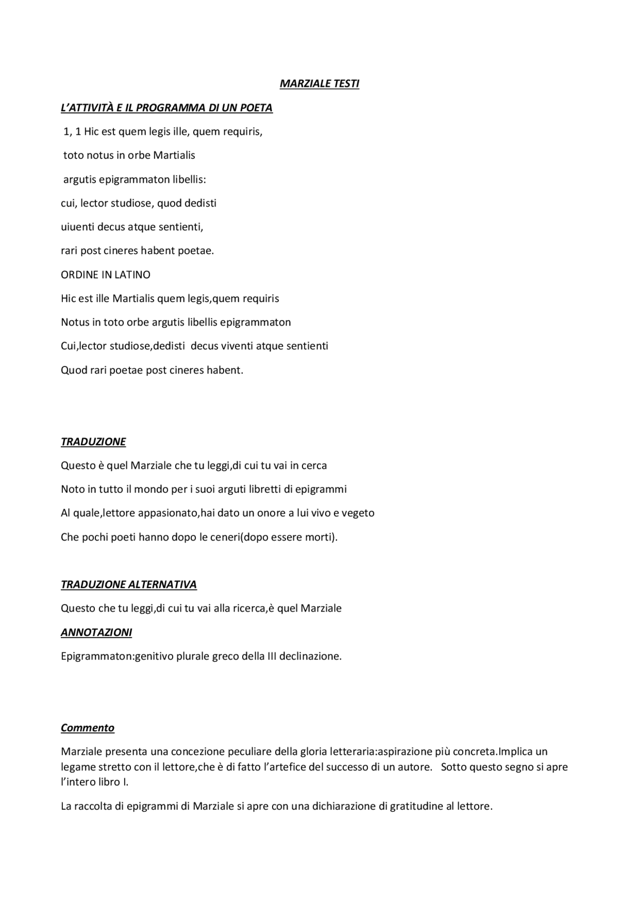Epigrammi di Marziale Appunti di Letteratura latina Docsity Epigrammi di Marziale Appunti di Letteratura latina Docsity