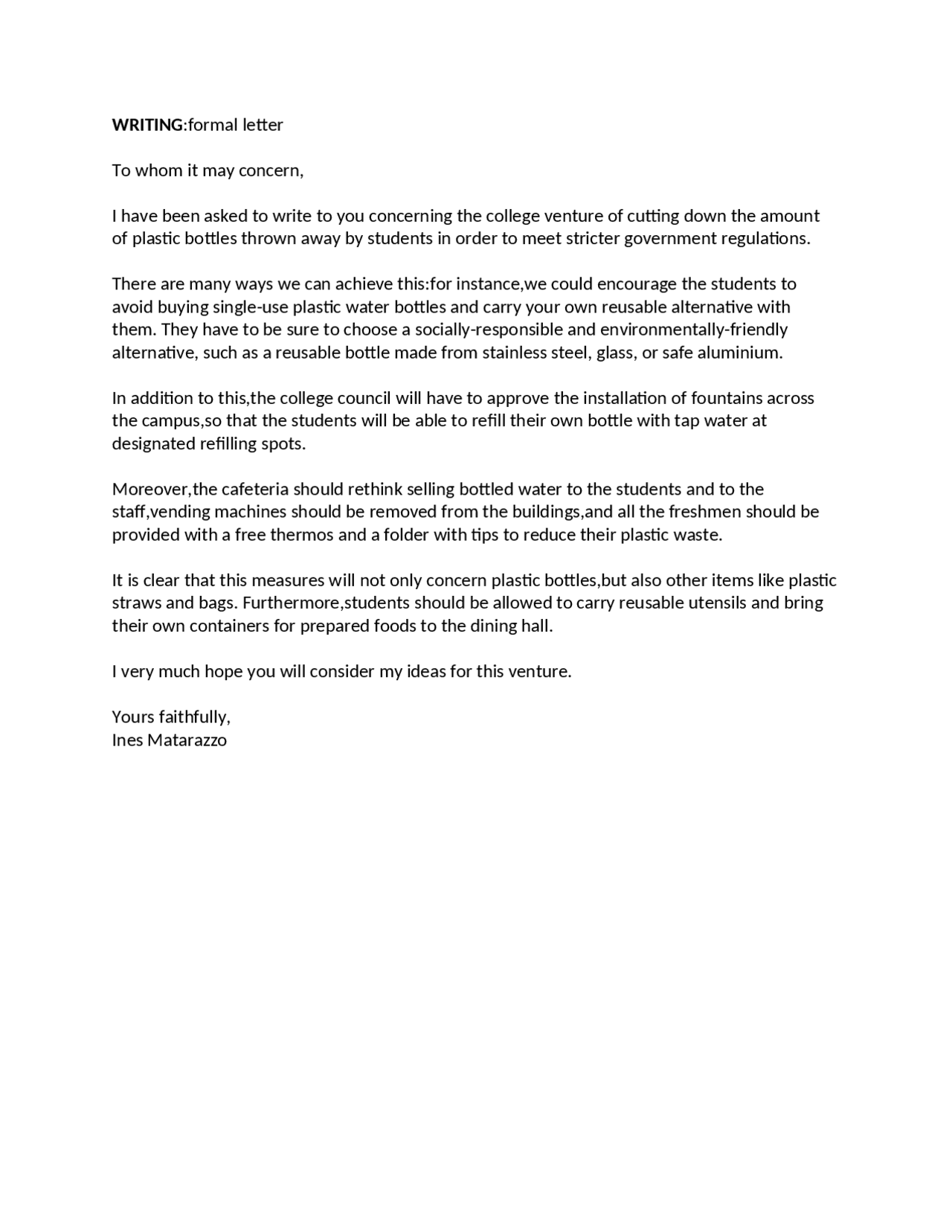 CAE level formal letter - Docsity