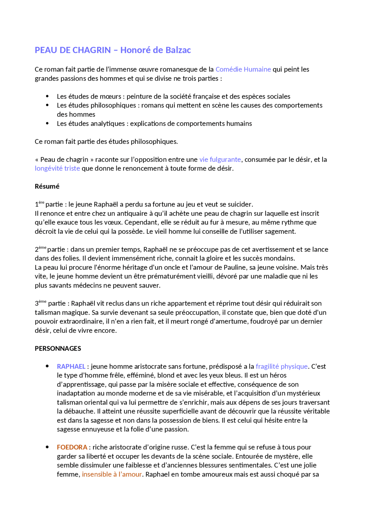 Riassunto Peau De Chagrin Docsity