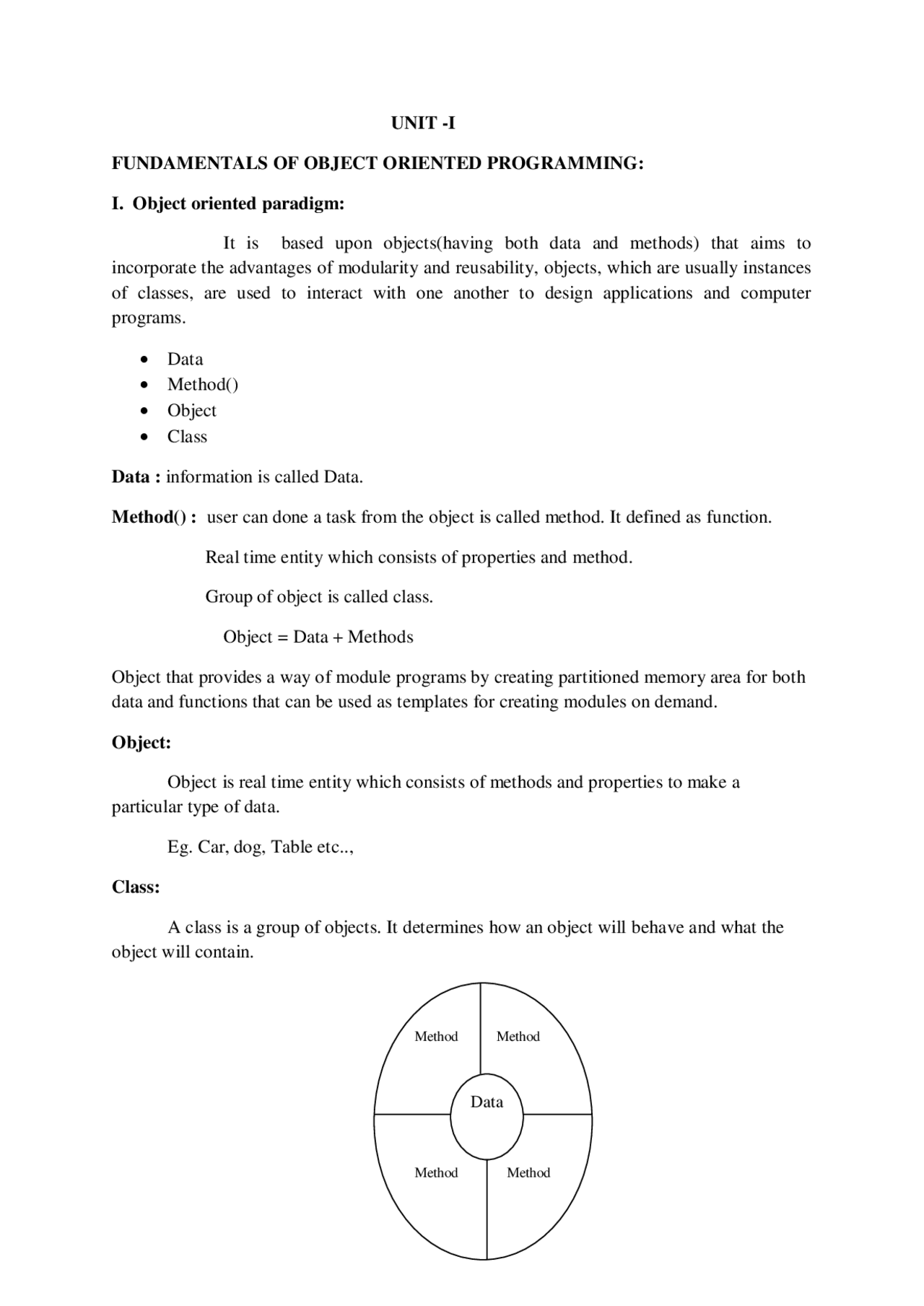 Object oriented paradigm - Docsity