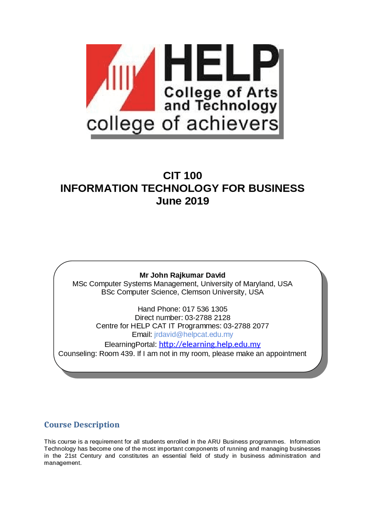 business information technology | Exercises Business | Docsity