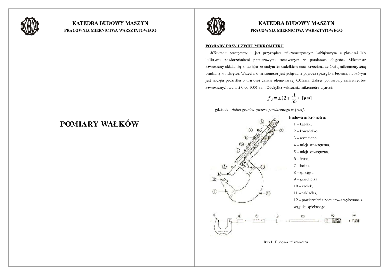 Sprawdzian Z Działu Pomiary Warsztatowe