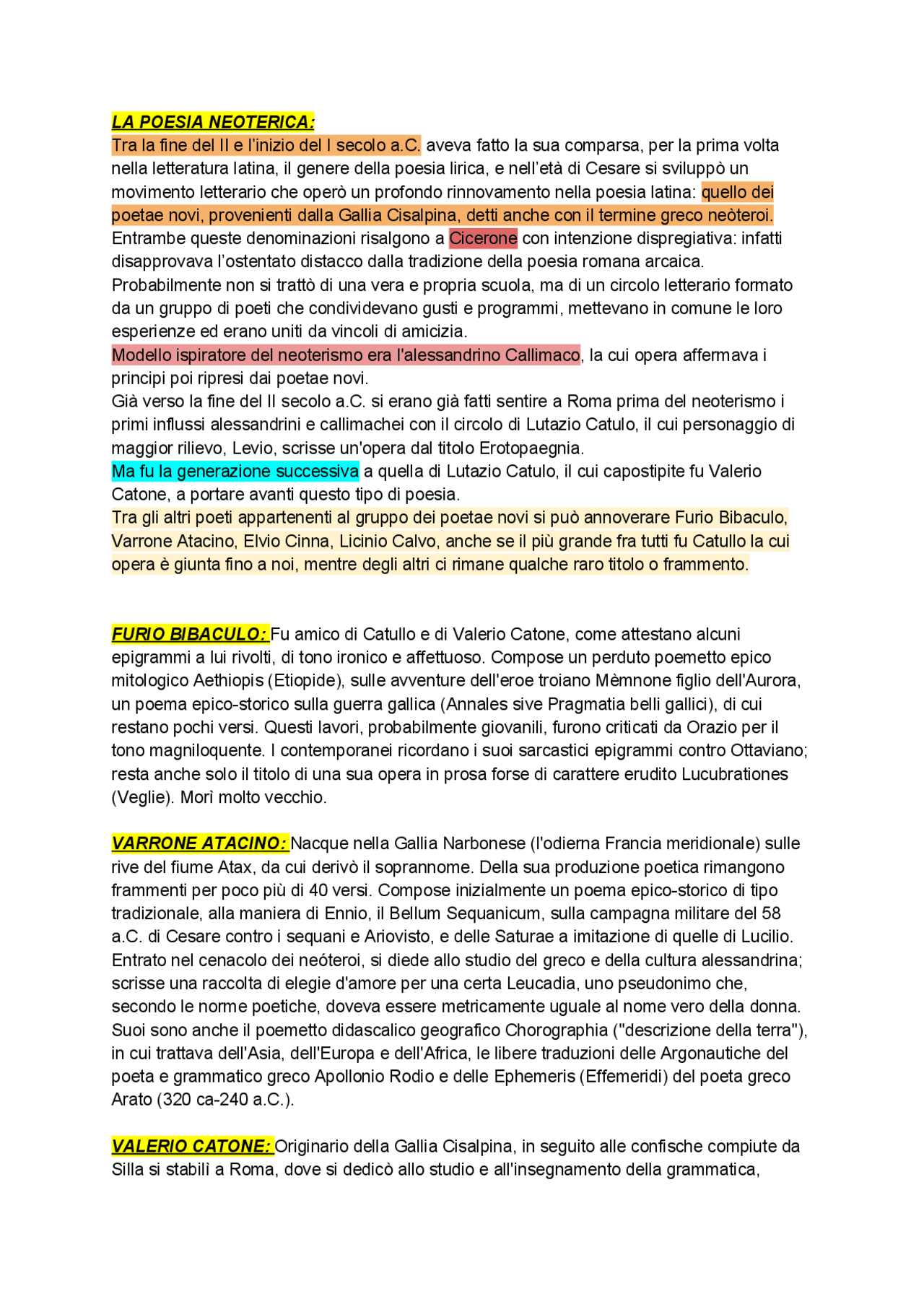 Dalla Poesia neoterica in poi - Docsity
