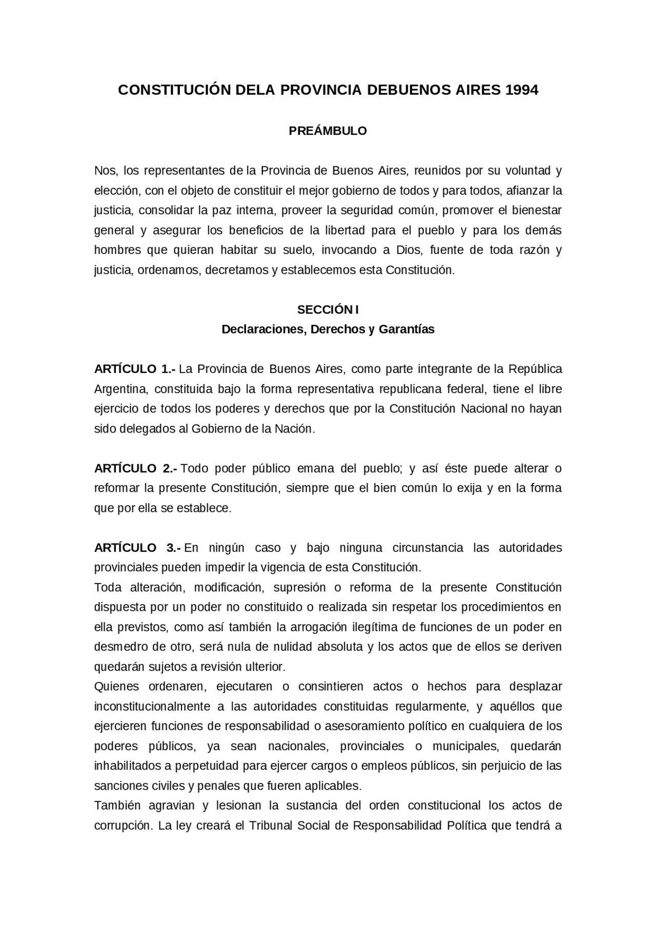 Constitucion de la Provincia de Buenos Aires - Docsity