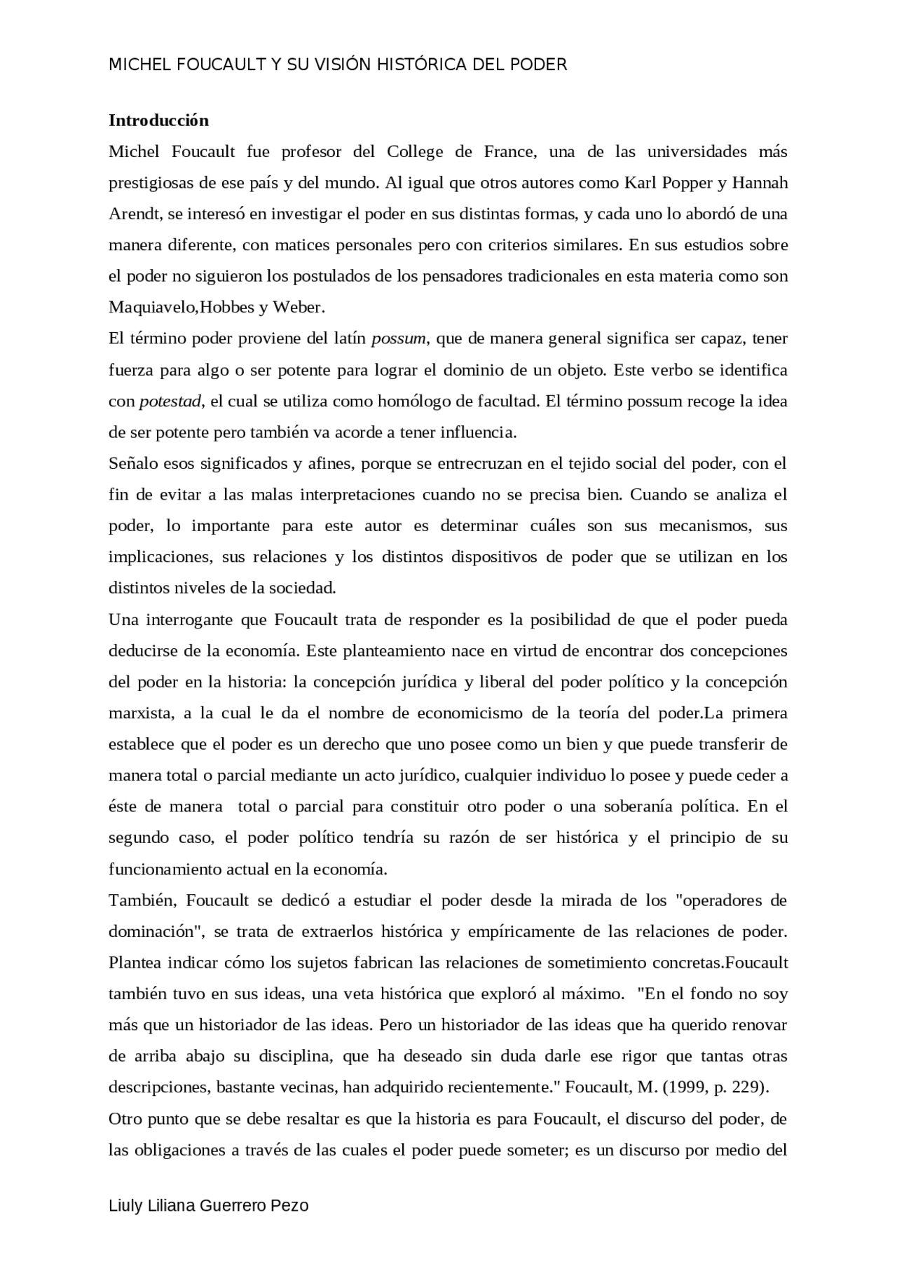 Michel Foucault: Su visión del Poder. - Docsity